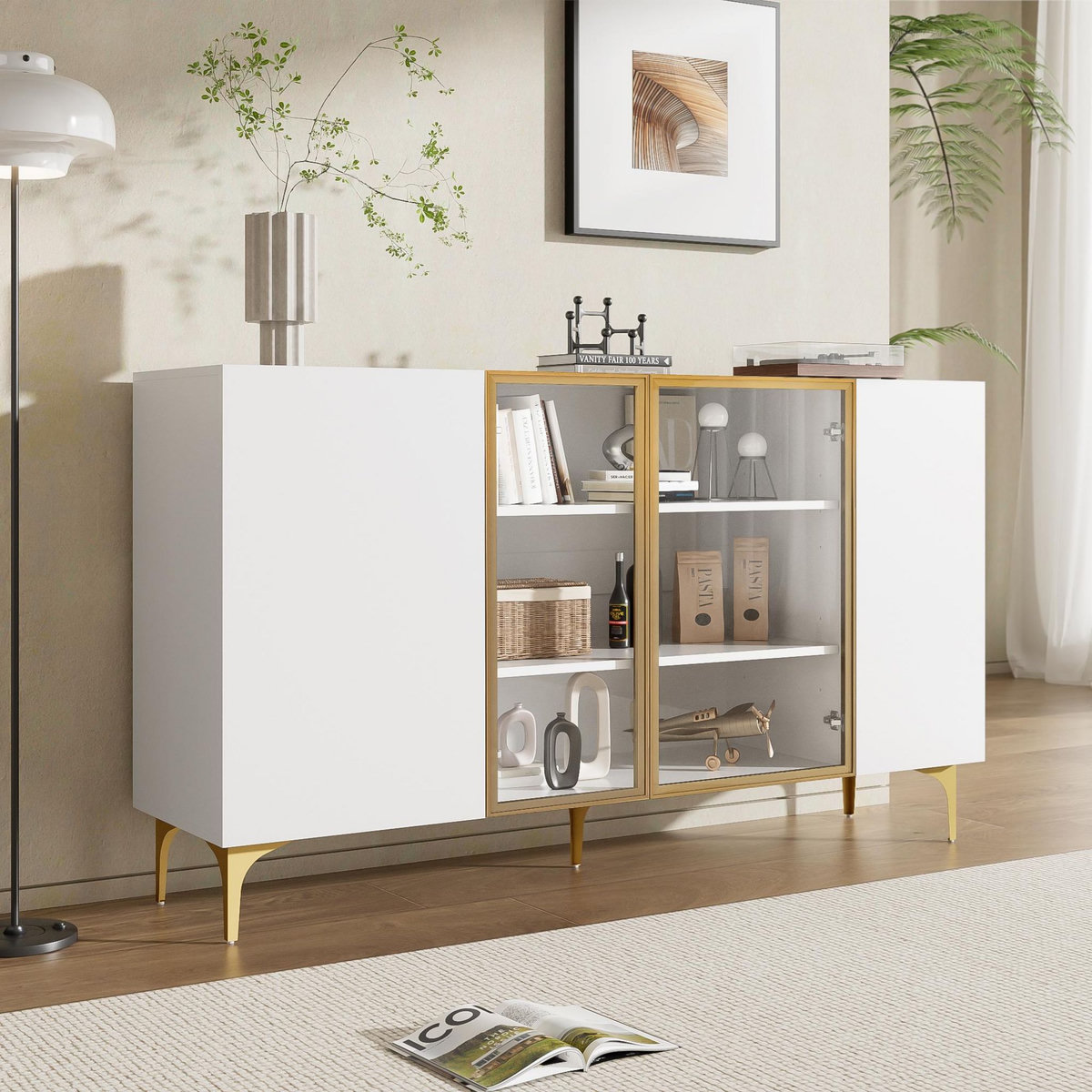 MERAX Buffet 4 porte(s) 0 tiroir(s) - 150 cm blanc mdf