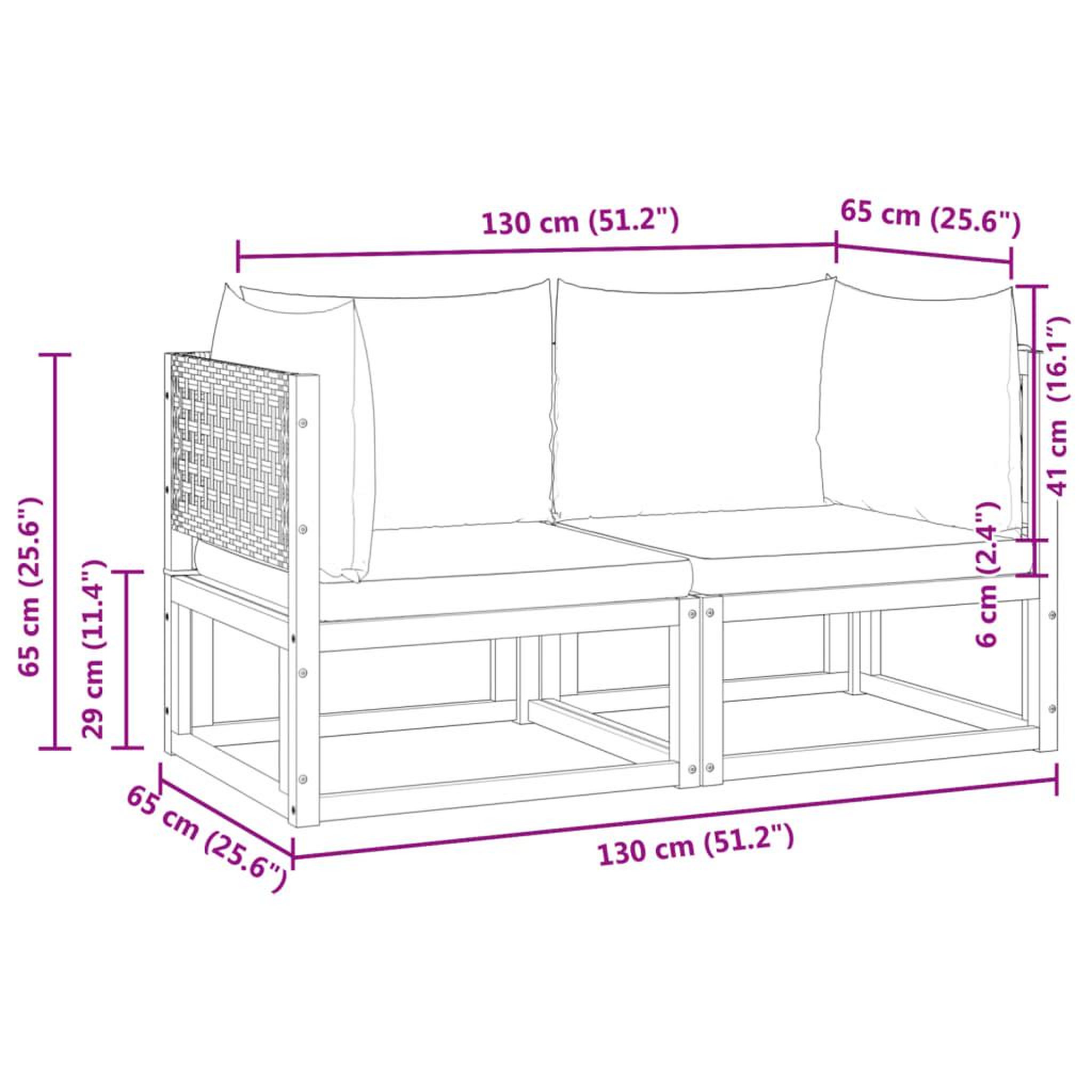 Voir la diapositive 6 : VIDAXL Canapes d'angle de jardin et coussins 2pcs bois massif d'acacia