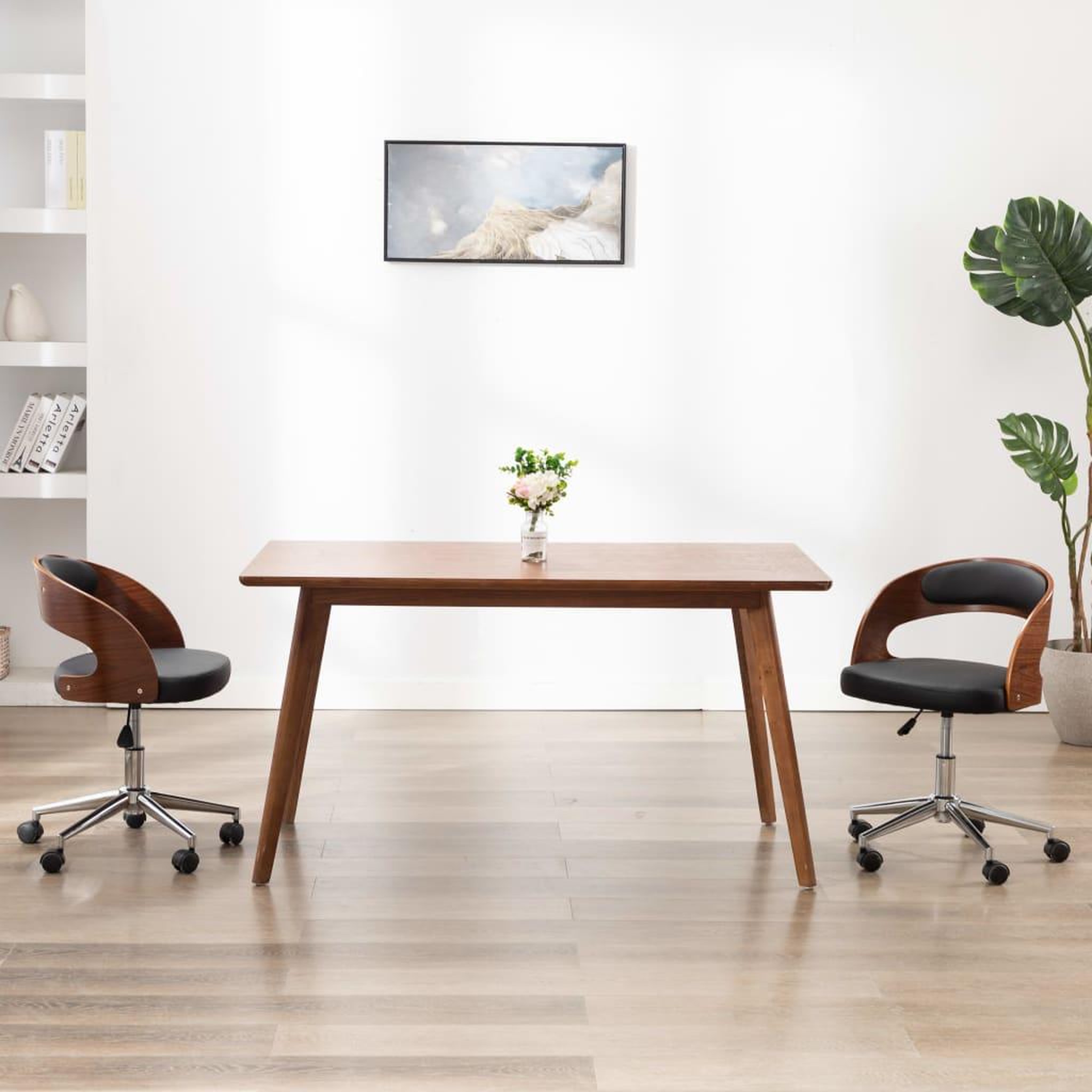 Voir la diapositive 1 : VIDAXL Chaise pivotante de bureau Noir Bois courbe et similicuir
