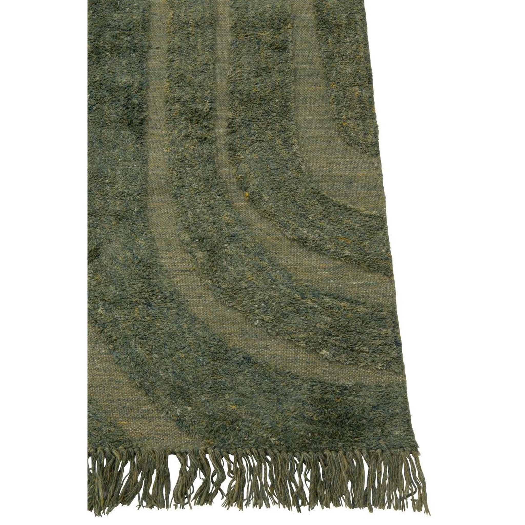 Voir la diapositive 3 : J-LINE Tapis déco en laine  lignes arrondies  200x300cm kaki