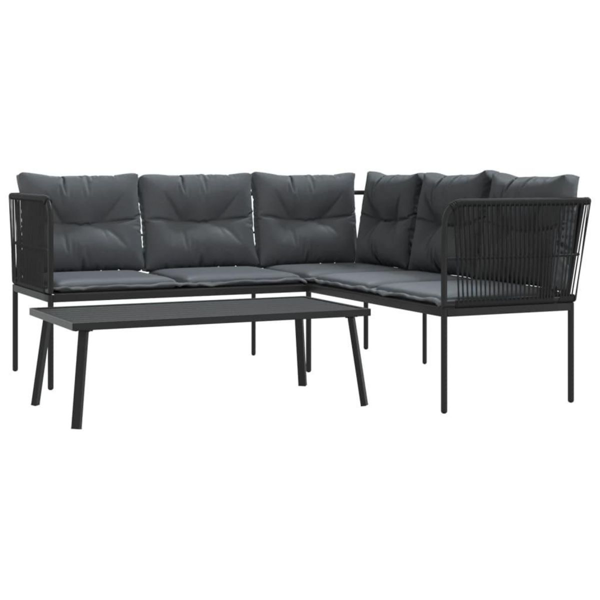 VIDAXL Ensemble de canapes de jardin et coussins noir acier textilene