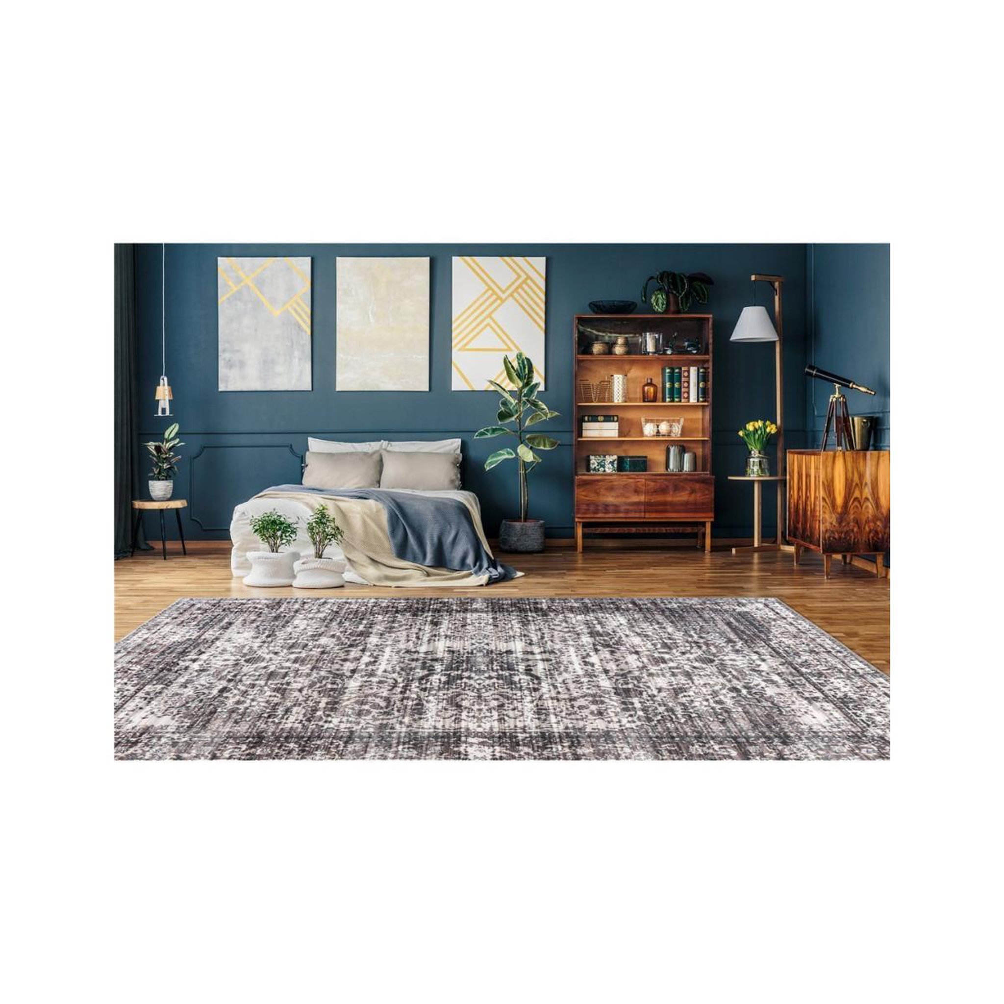Voir la diapositive 5 : Paris Prix Tapis tissé imprimé à poils plats  saphira  gris