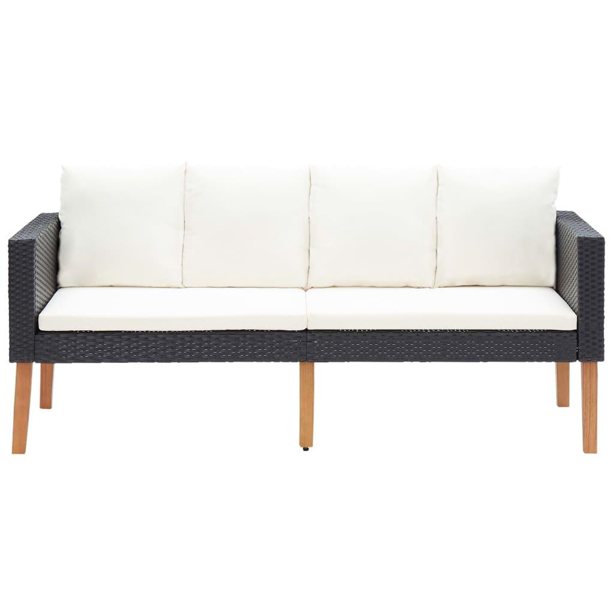 Voir la diapositive 3 : VIDAXL Salon de jardin 3 pcs avec coussins Resine tressee Noir