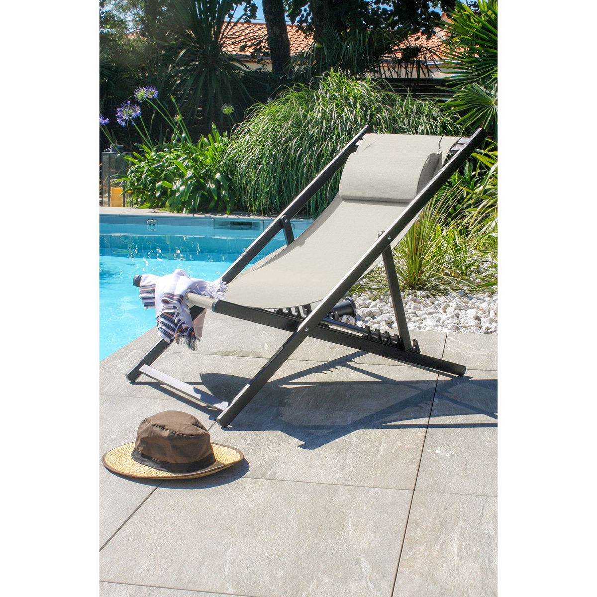 City Garden Chilienne de jardin - Aluminium et textilène - Anthracite - JULIA