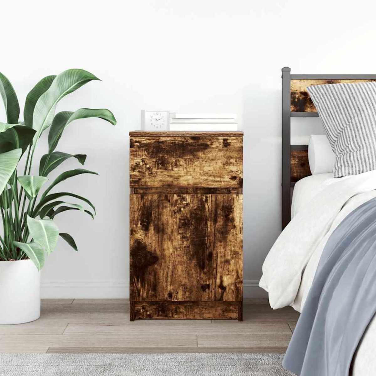 VIDAXL Table de chevet Chene fume 39x35x65 cm Bois d'ingenierie