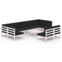 Voir la diapositive 2 : VIDAXL Salon de jardin 10 pcs avec coussins Blanc Bois de pin massif