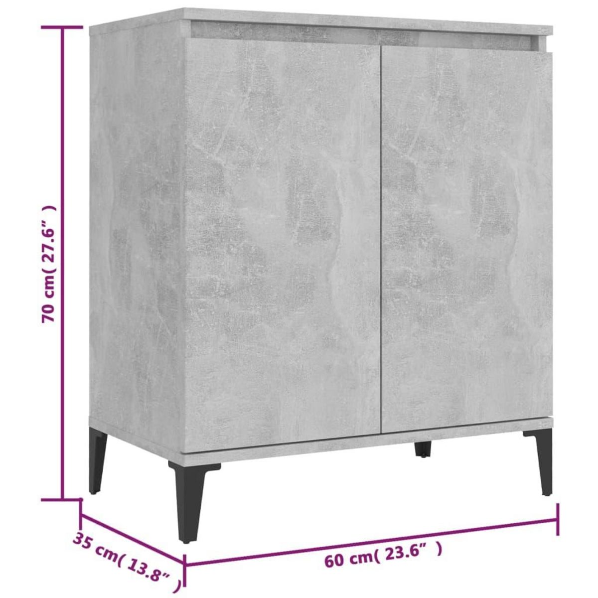 VIDAXL Buffet gris beton 60x35x70 cm bois d'ingenierie