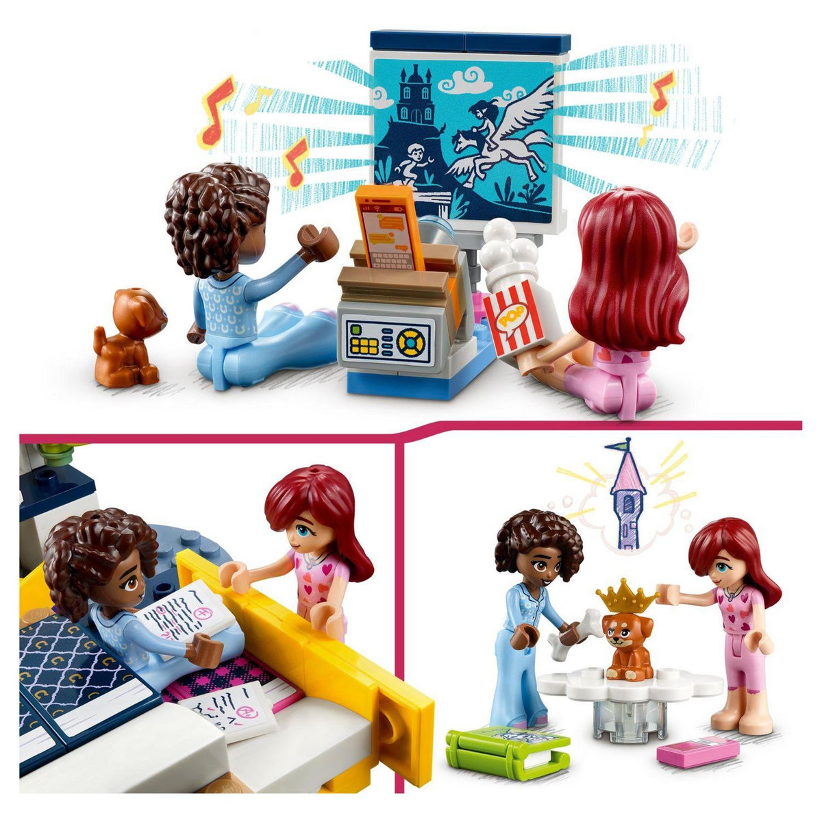 LEGO Friends 41740 La chambre d'Aliya, Jouet pour Filles et Garçons, Soirée Pyjama, à Collectionner, avec Figurine Paisley et Aira le Chiot