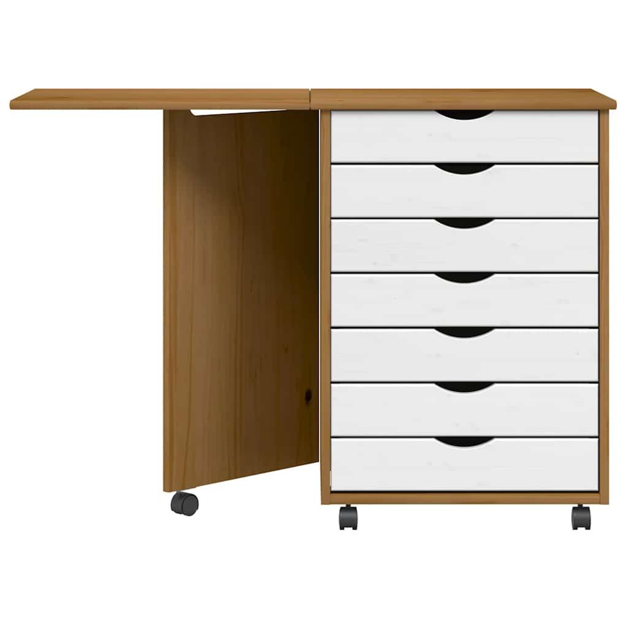 Voir la diapositive 3 : VIDAXL Armoire roulante avec bureau MOSS marron miel bois de pin