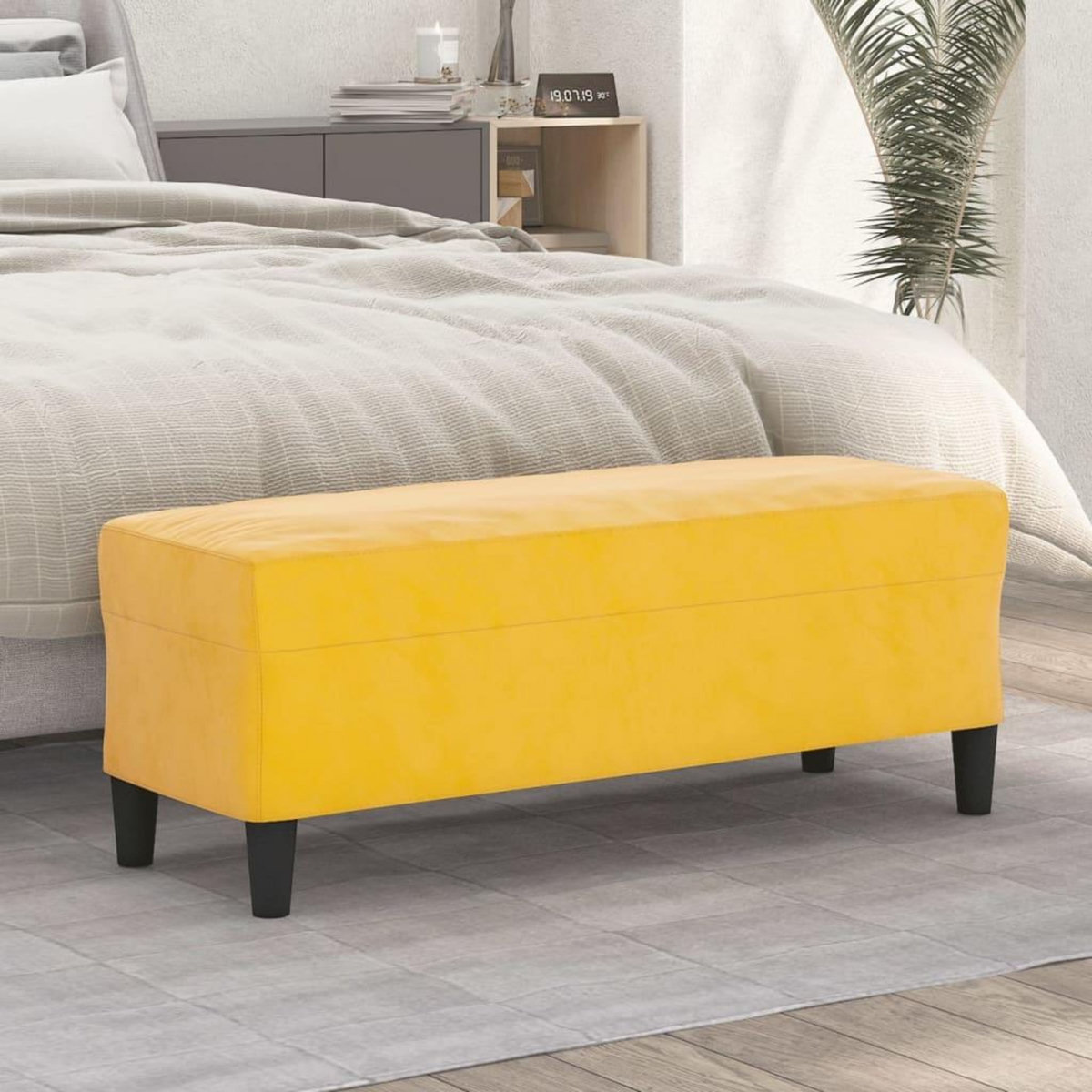 VIDAXL Banc Jaune 100x35x41 cm Velours
