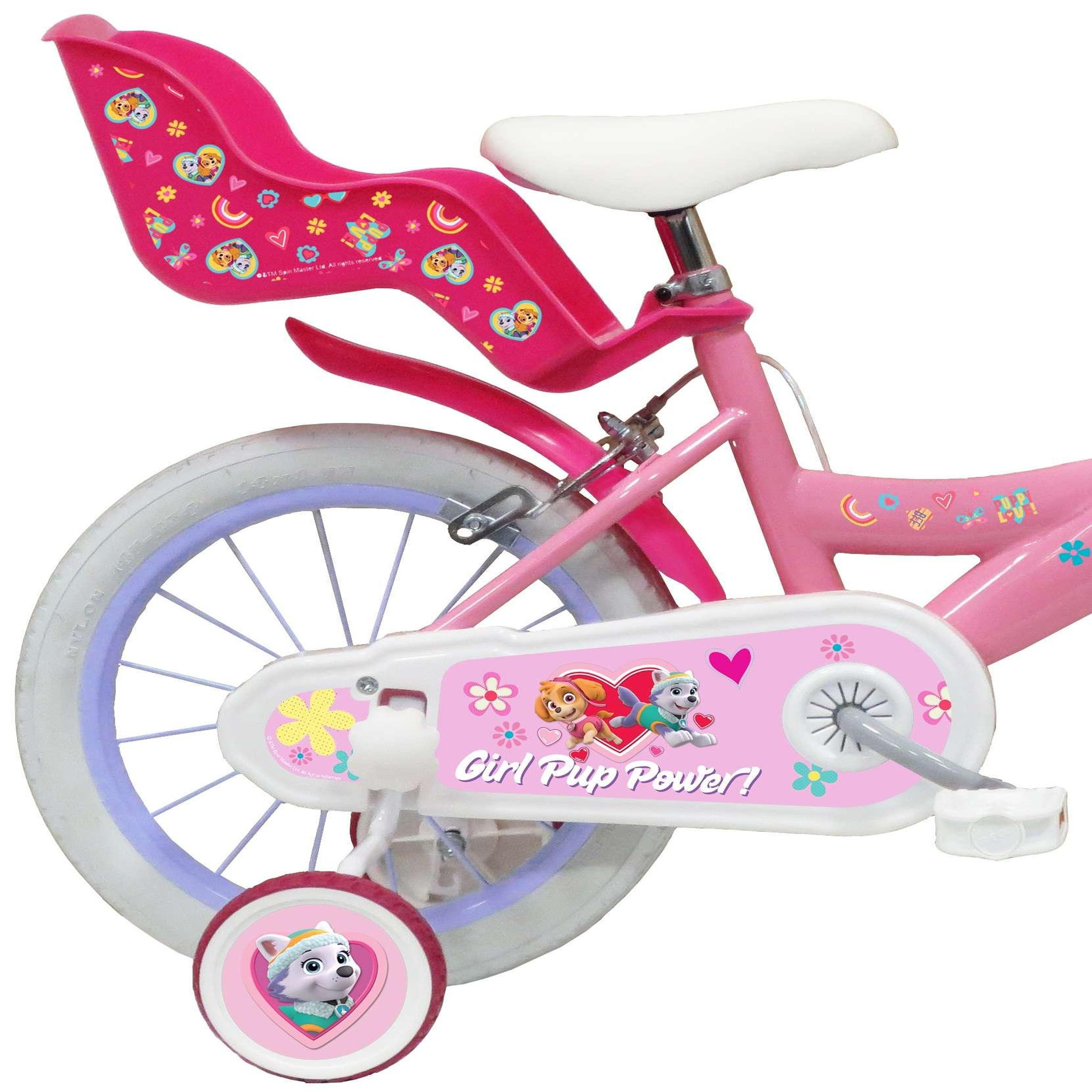 Voir la diapositive 2 : Nickelodeon Vélo enfant - Modèle 14''Pat Patrouille à l'effigie de Stella pour enfant de 95/110 cm avec stabilisateurs - Panier avant - Porte poupée arrière - 2 freins