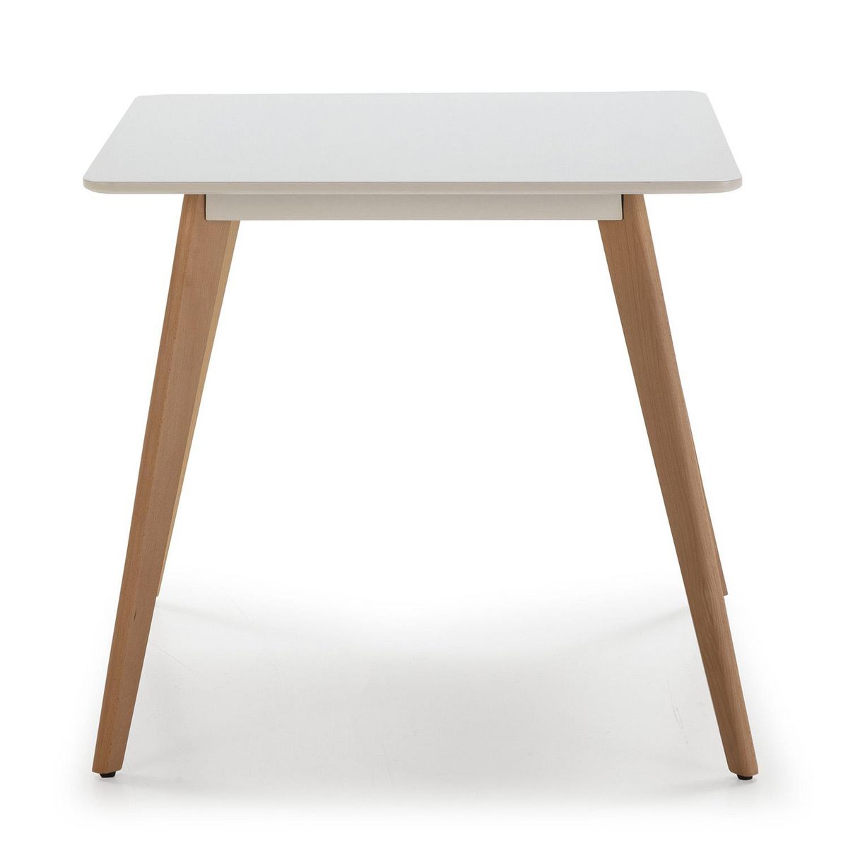 VS VENTA-STOCK Table à manger Aroa blanche, pieds en bois de hêtre, 80x80 cm