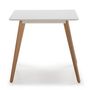 Voir la diapositive 2 : VS VENTA-STOCK Table à manger Aroa blanche, pieds en bois de hêtre, 80x80 cm