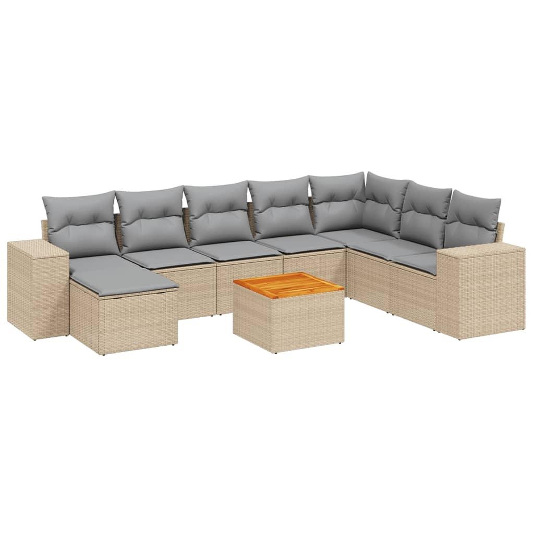 Voir la diapositive 2 : VIDAXL Salon de jardin avec coussins 9 pcs beige resine tressee