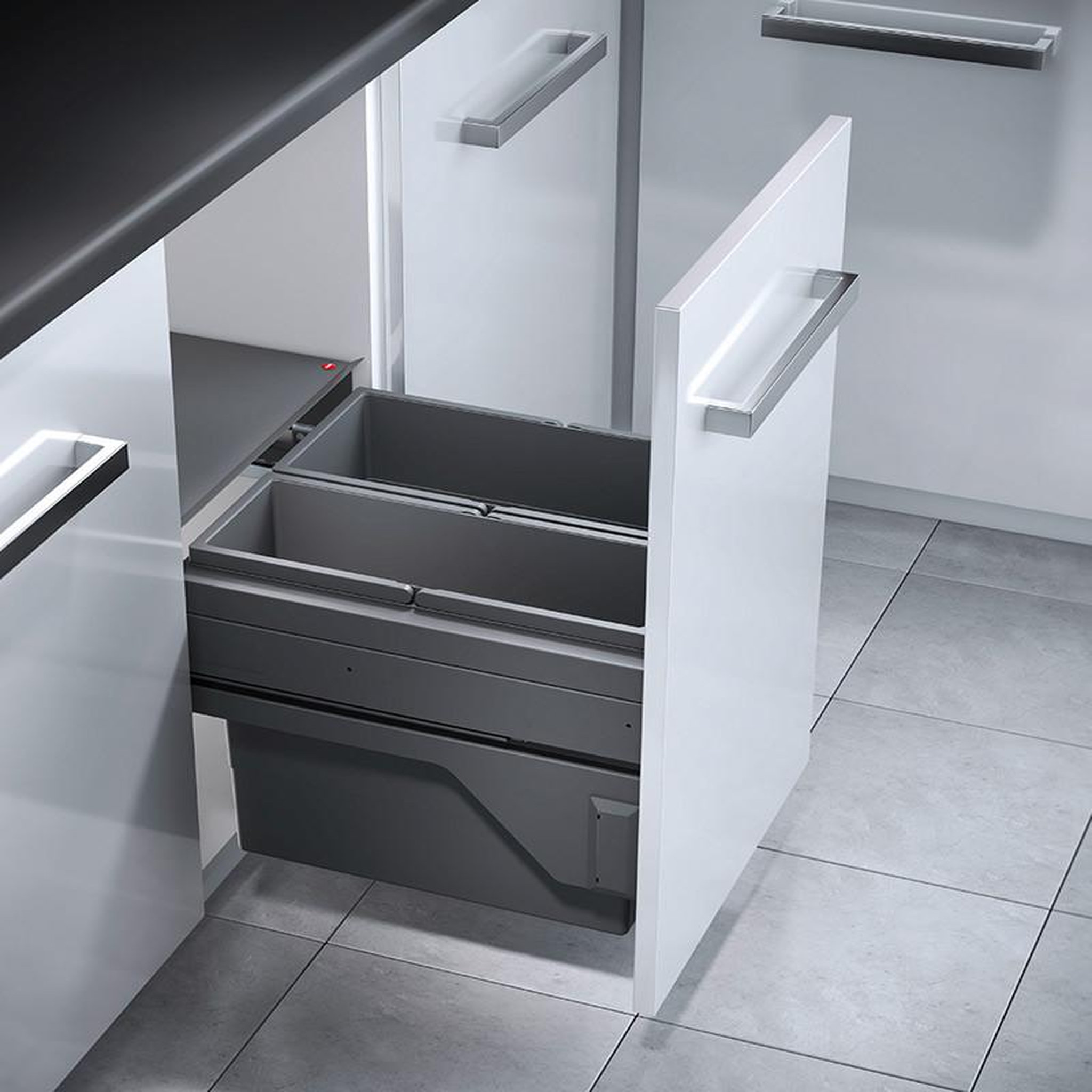 Voir la diapositive 2 : HAILO Poubelle de cuisine tri sélectif 2 bacs encastrable 38l (21+17) hailo cargo
