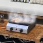 Voir la diapositive 2 : OUTSUNNY Plancha gaz portable antiadhésive 2 brûleurs 4,8 kW surface cuisson 40L x 34l cm acier inox émaillé