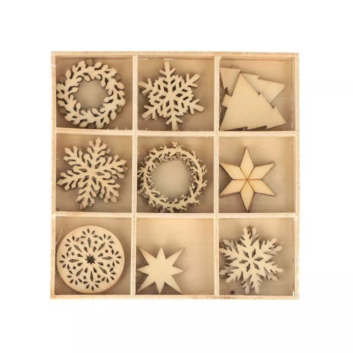 Artemio 27 mini décorations en bois - Joyeux Noël