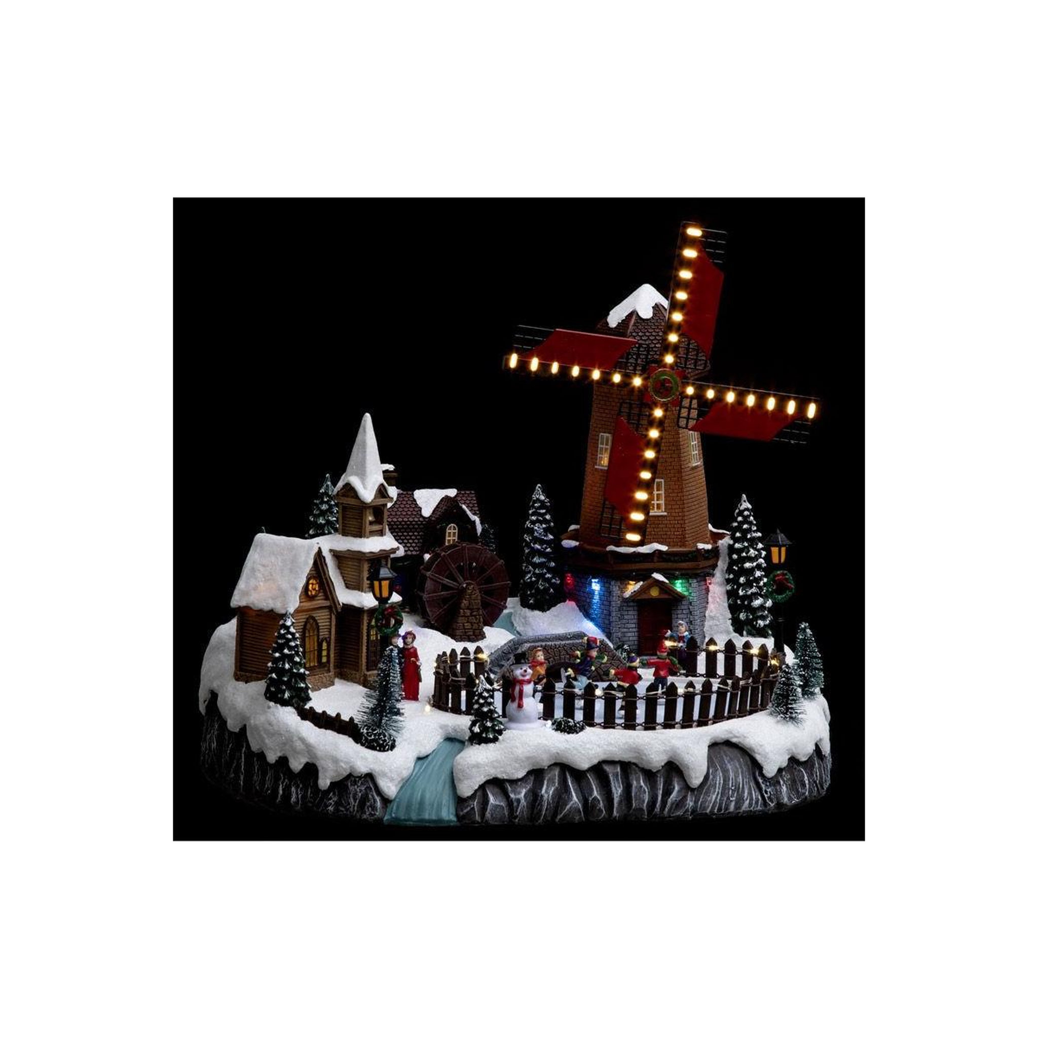 Voir la diapositive 1 : FEERIC LIGHT & CHRISTMAS Village de noël moulin  square  38cm multicolore