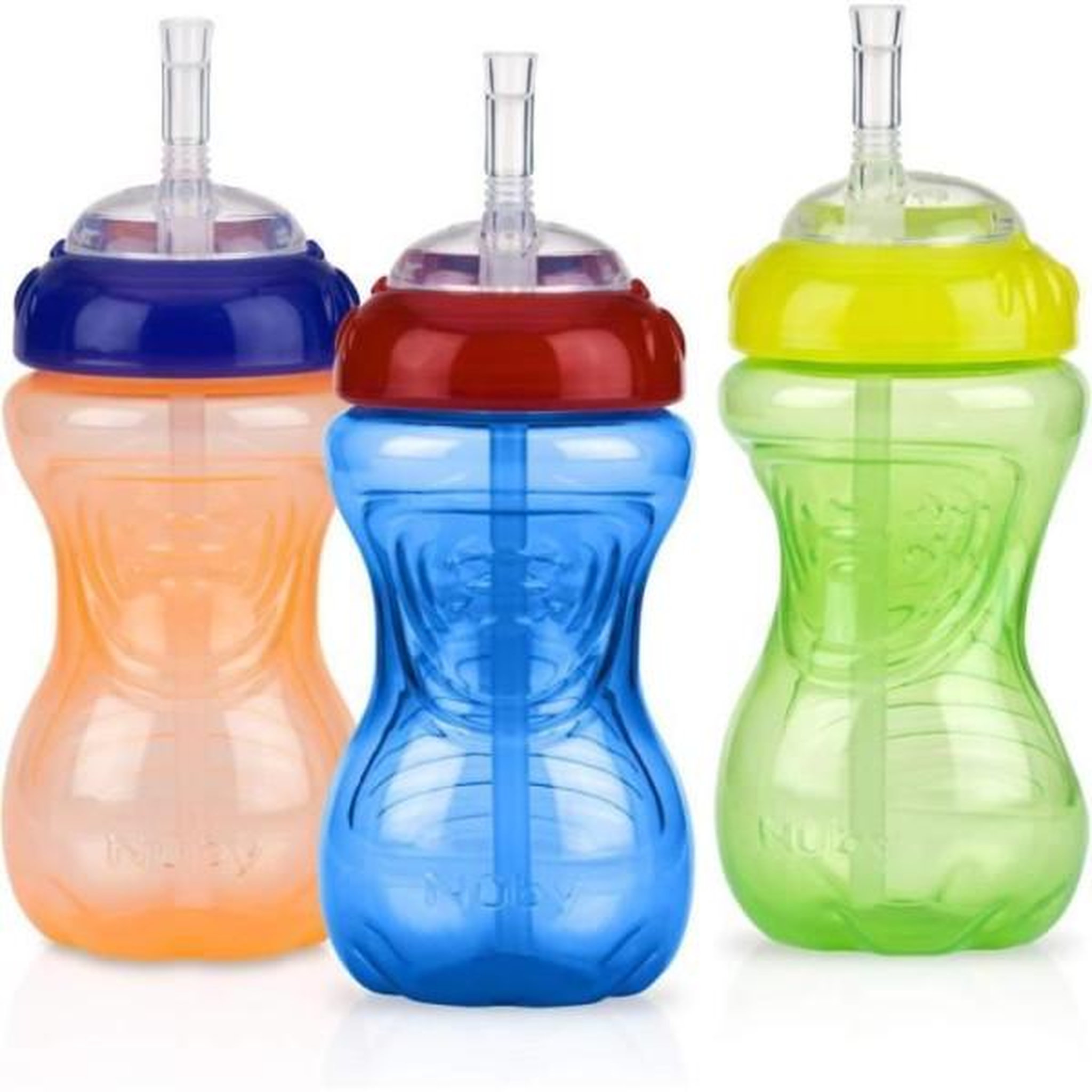 NUBY Lot de 3 tasses anti-fuite - nuby - paille flexible - mixte