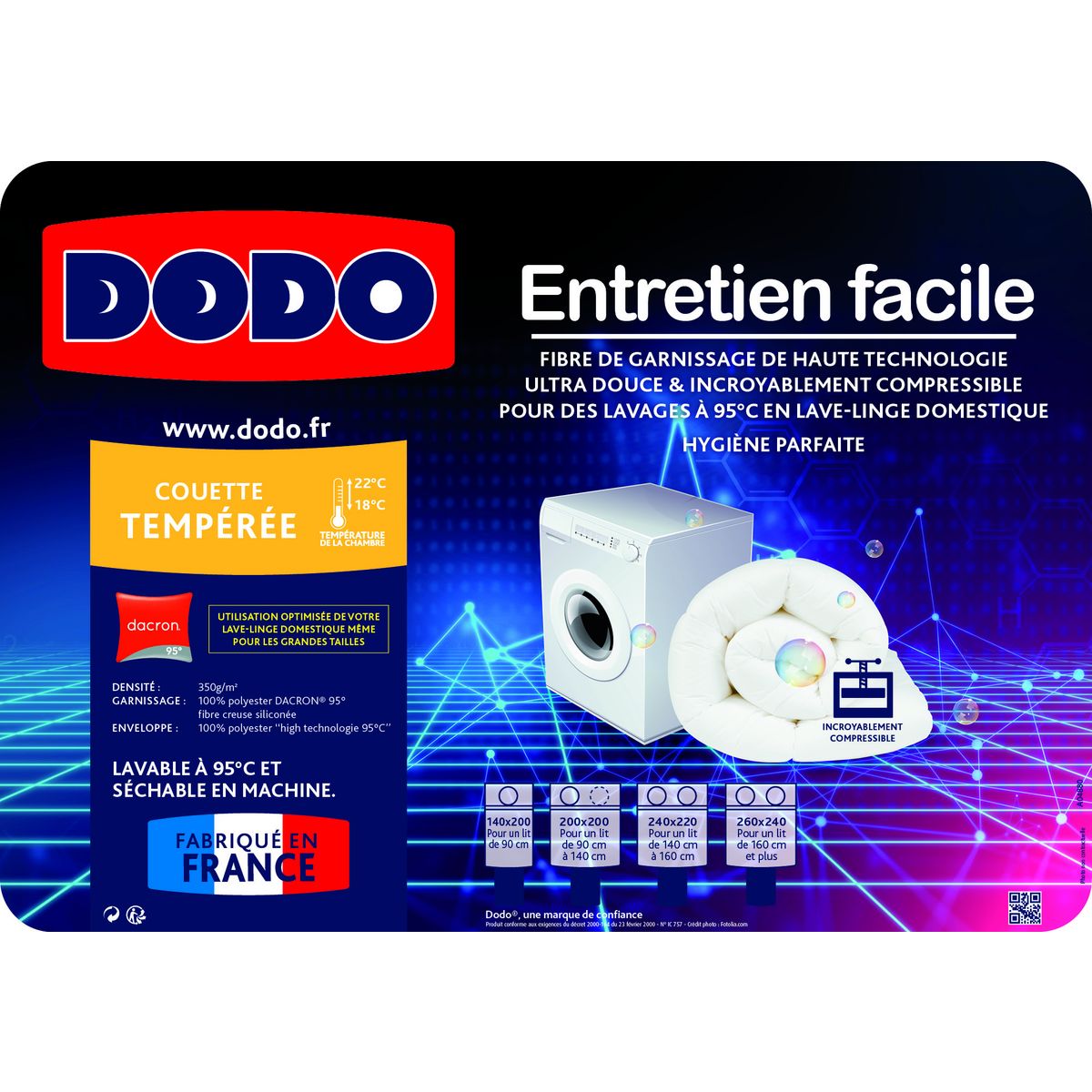 DODO Couette tempérée hygiène parfaite DODO Entretien facile