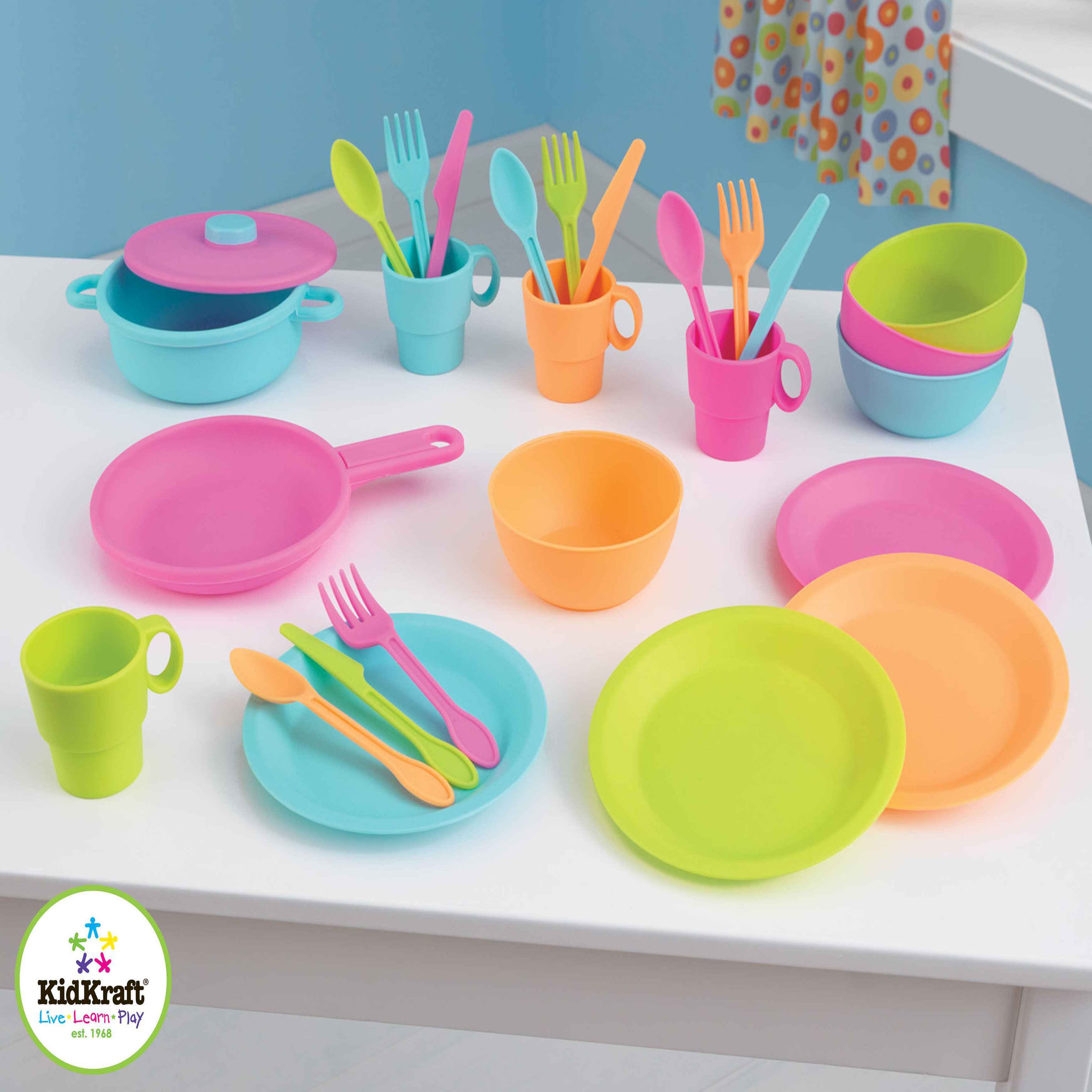 Voir la diapositive 2 : Kidkraft Ensemble d&rsquo;ustensiles couleurs vives 27 pièces
