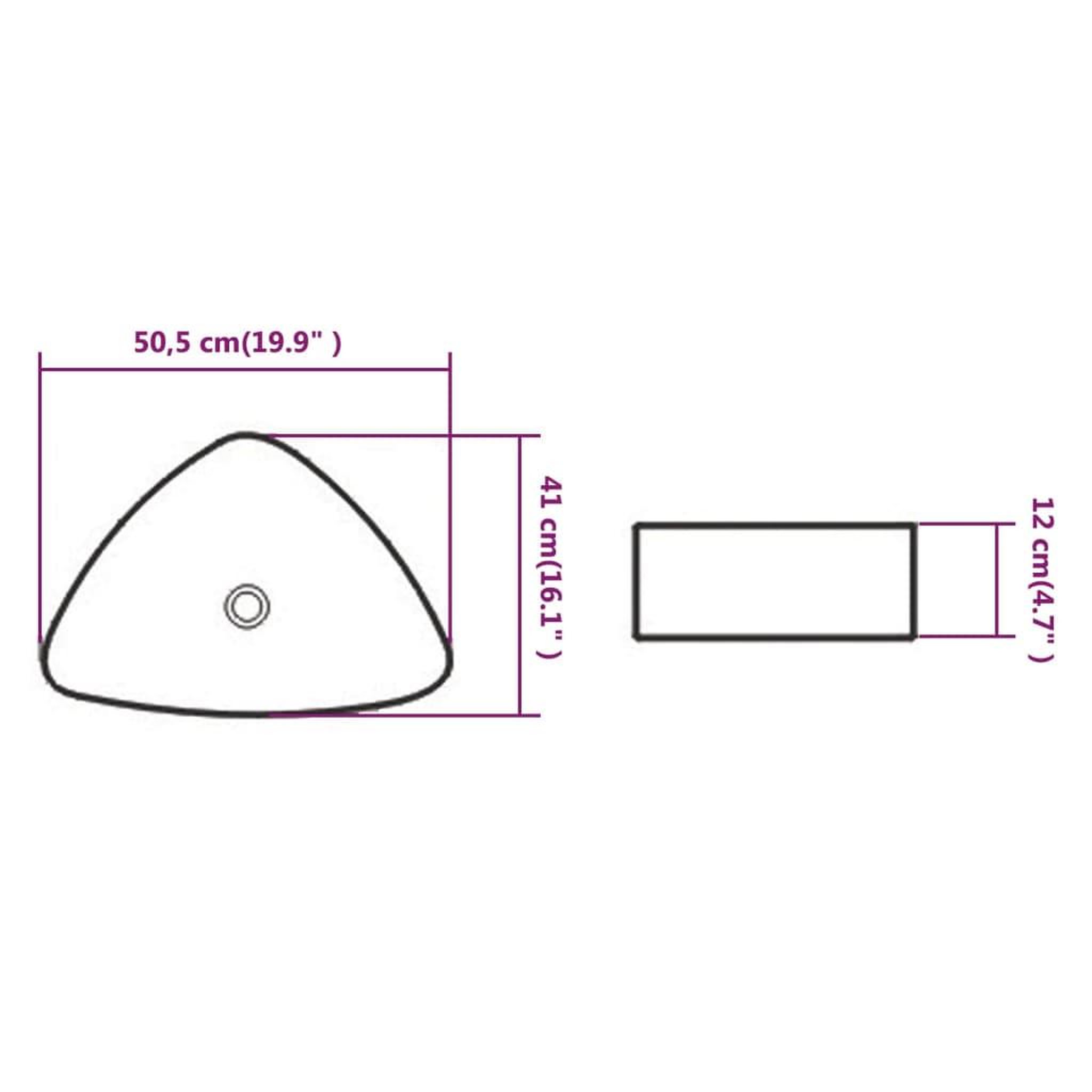 Voir la diapositive 6 : VIDAXL Evier triangulaire Ceramique Blanc 50,5 x 41 x 12 cm