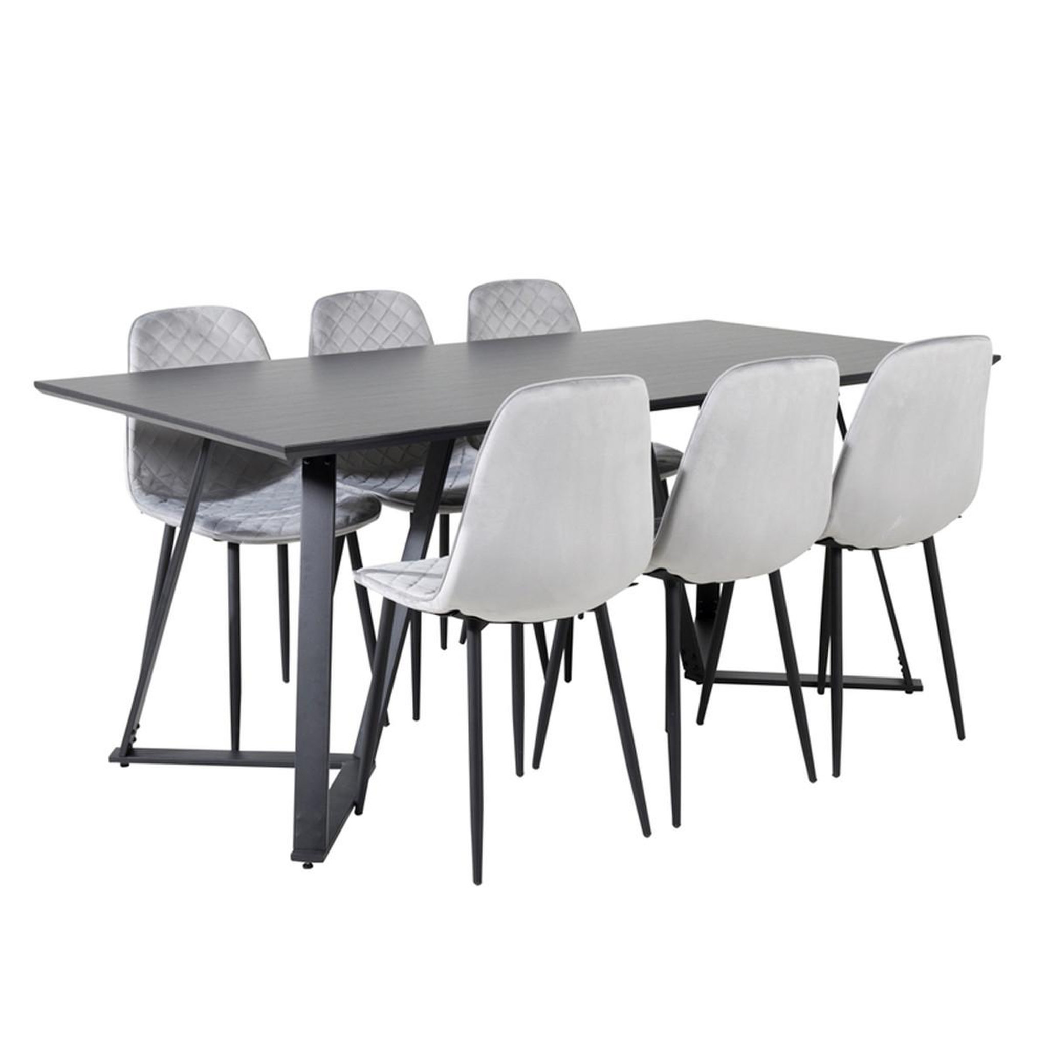 Paris Prix Ensemble table à manger & 6 chaises design  marina & polar  180cm noir & gris