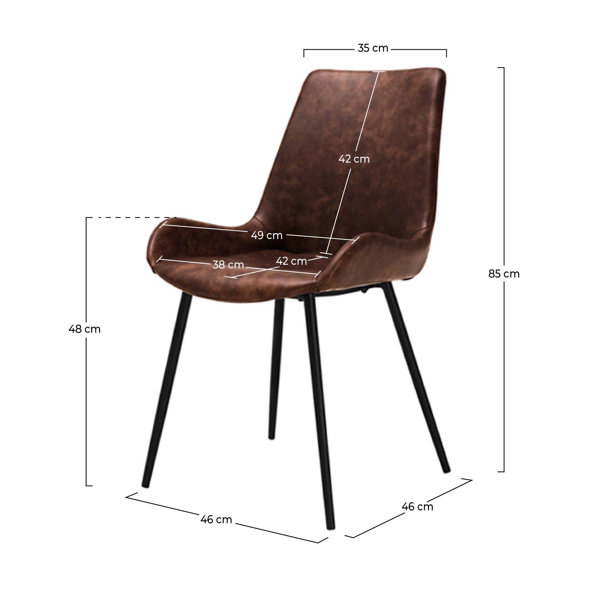 Voir la diapositive 4 : MAISON PAVANE Lot de 2 chaises en cuir synthétique marron-austin