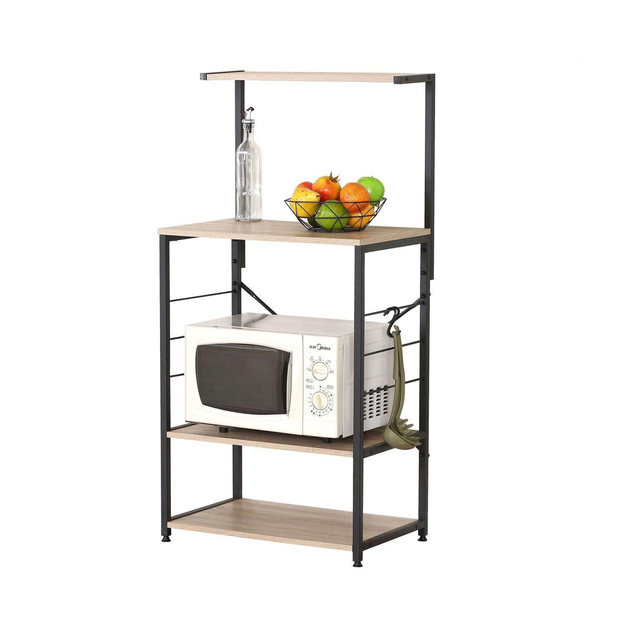 Voir la diapositive 3 : TOILINUX Etagère de cuisine colorado 4 niveaux avec accroches en mdf et métal - beige et noir