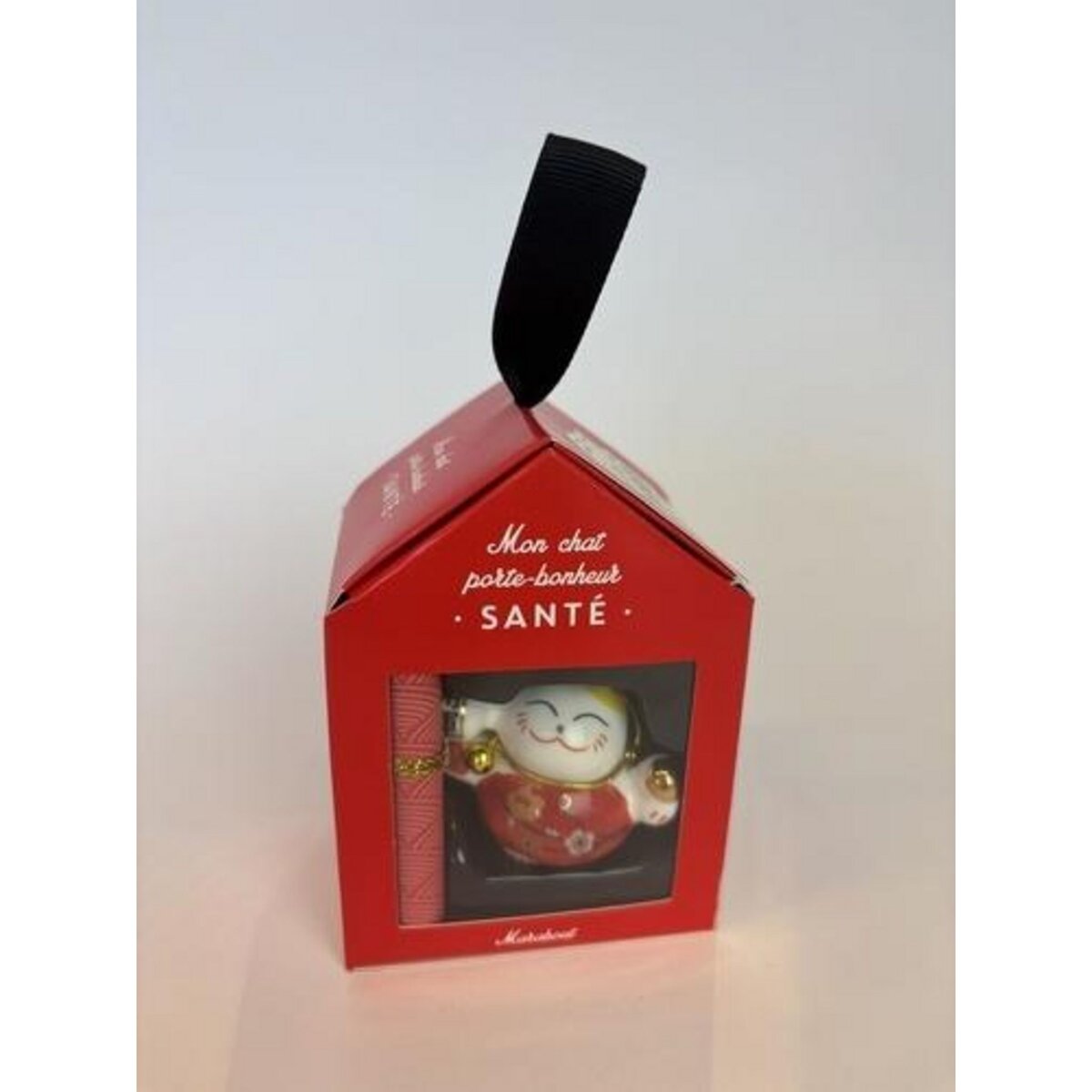 MON CHAT PORTE-BONHEUR SANTE. COFFRET AVEC 1 FIGURINE CHAT EN PORCELAINE ET 1 PARCHEMIN, Marabout