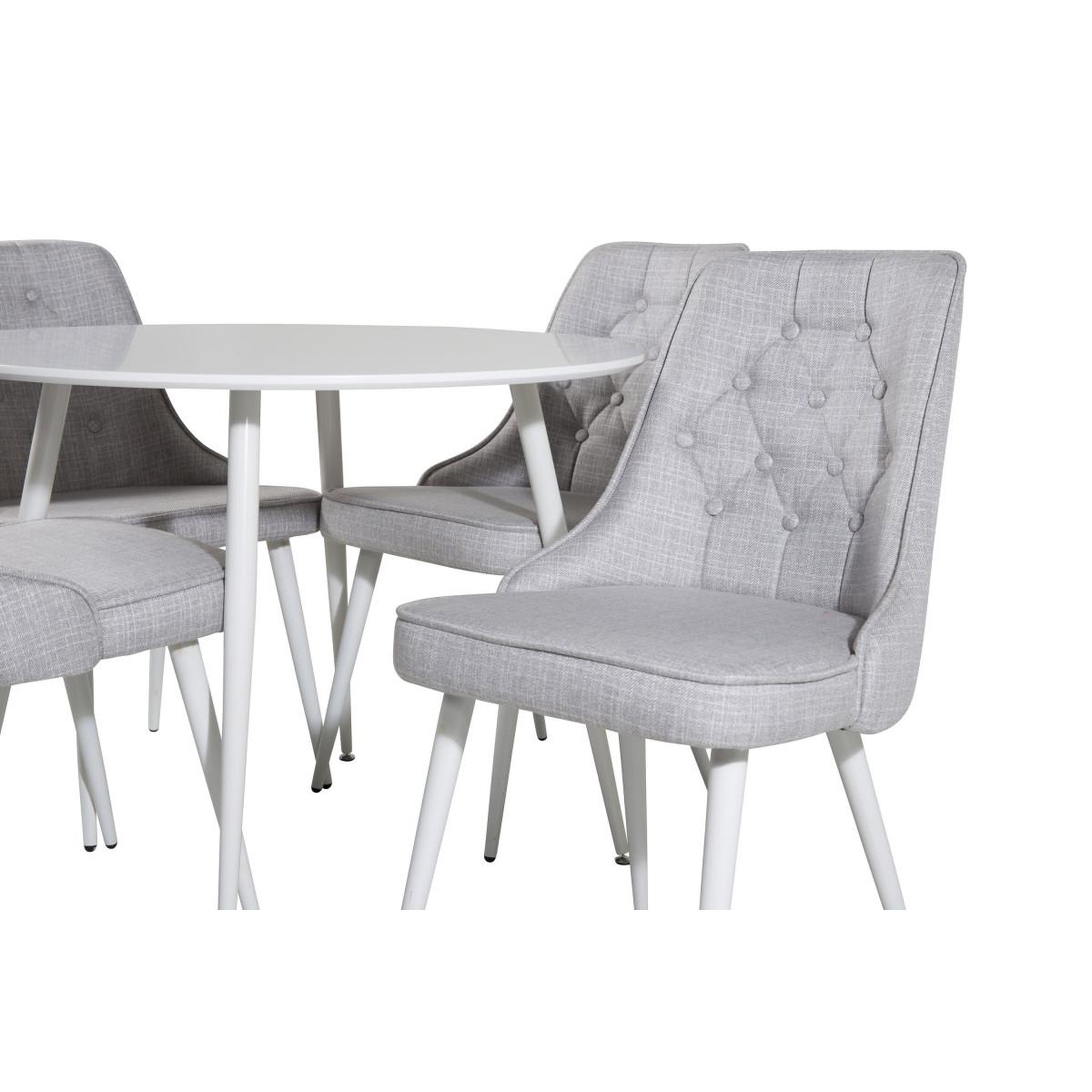 Voir la diapositive 2 : Paris Prix Ensemble table à manger & 4 chaises  plaza & deluxe  100cm blanc & gris
