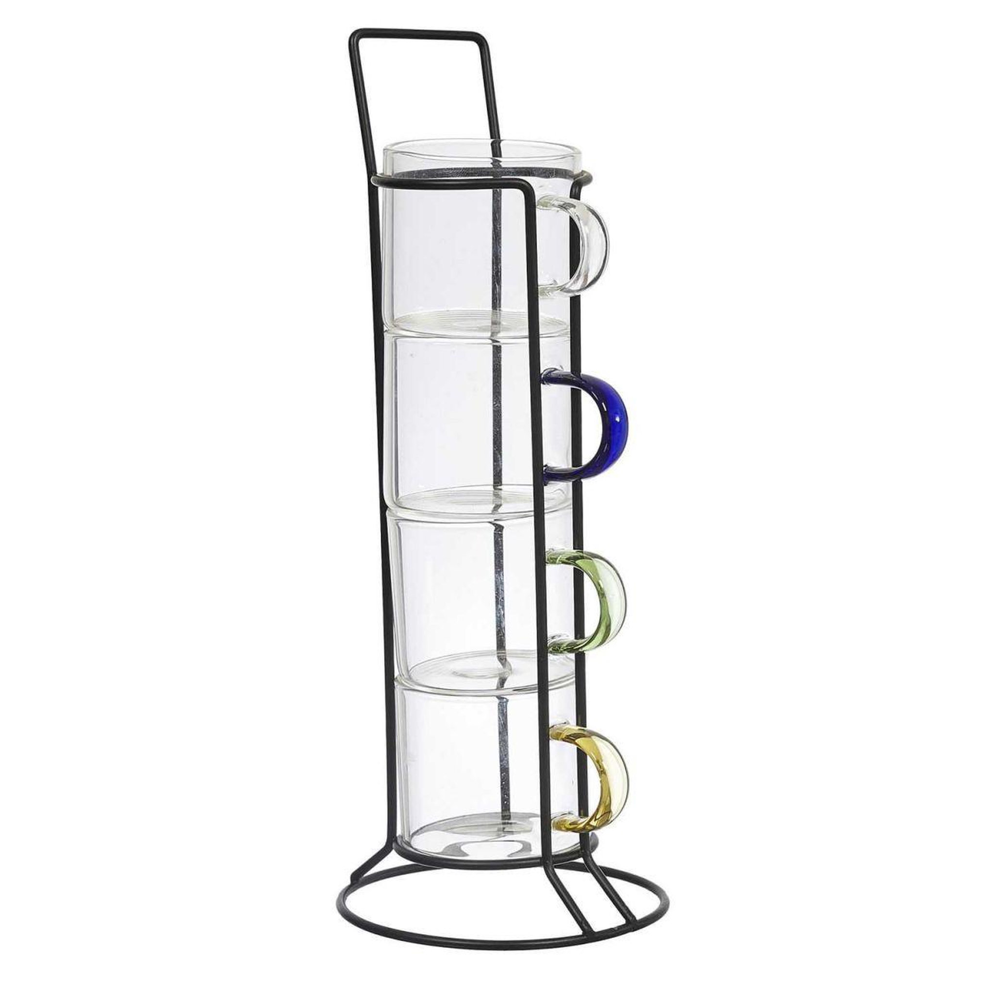 The Home Deco Factory Lot de 4 tasses à café avec support  paradis  8cm transparent