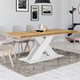 Voir la diapositive 2 : ID MARKET Table à manger extensible rectangle ALICIA 6-10 personnes bois et blanc 160-200 cm