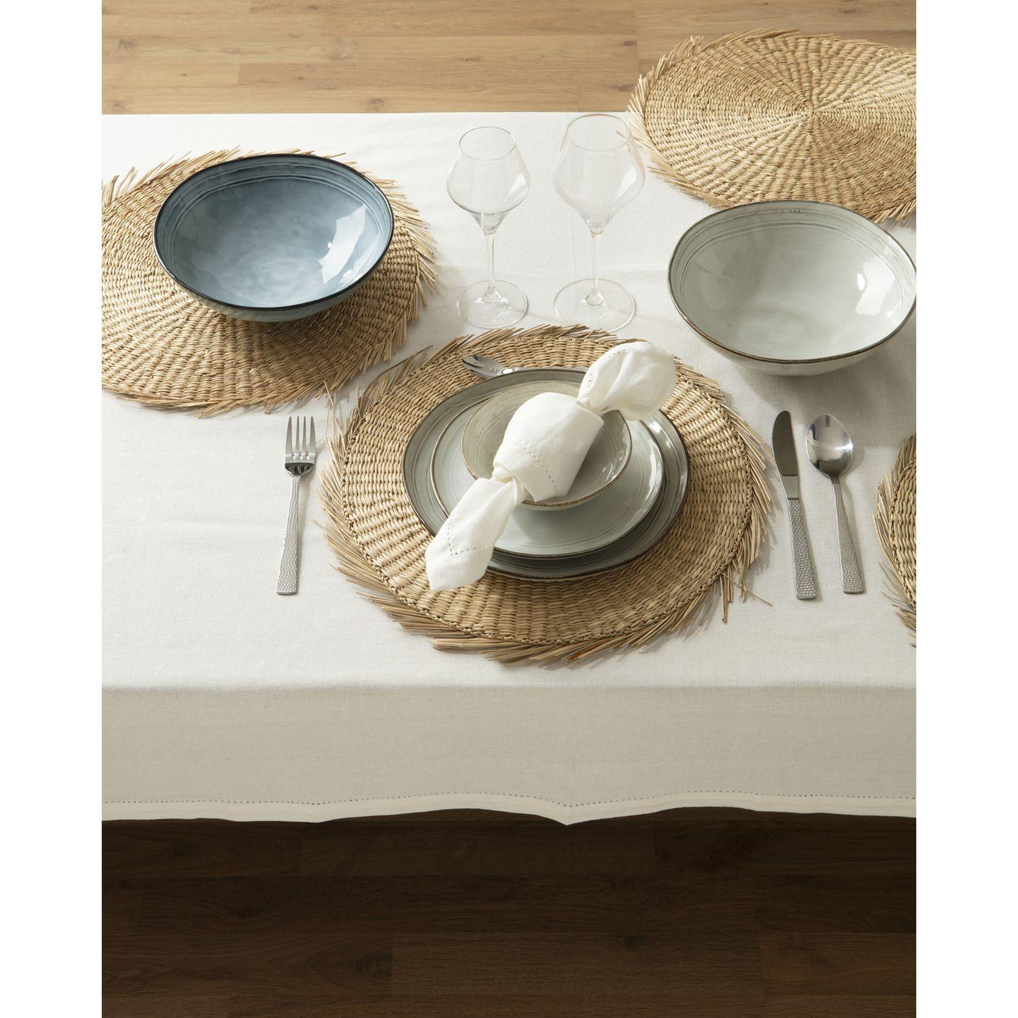 Voir la diapositive 4 : TOILINUX Lot de 6 sets de table cuba - diamètre 38 cm - beige