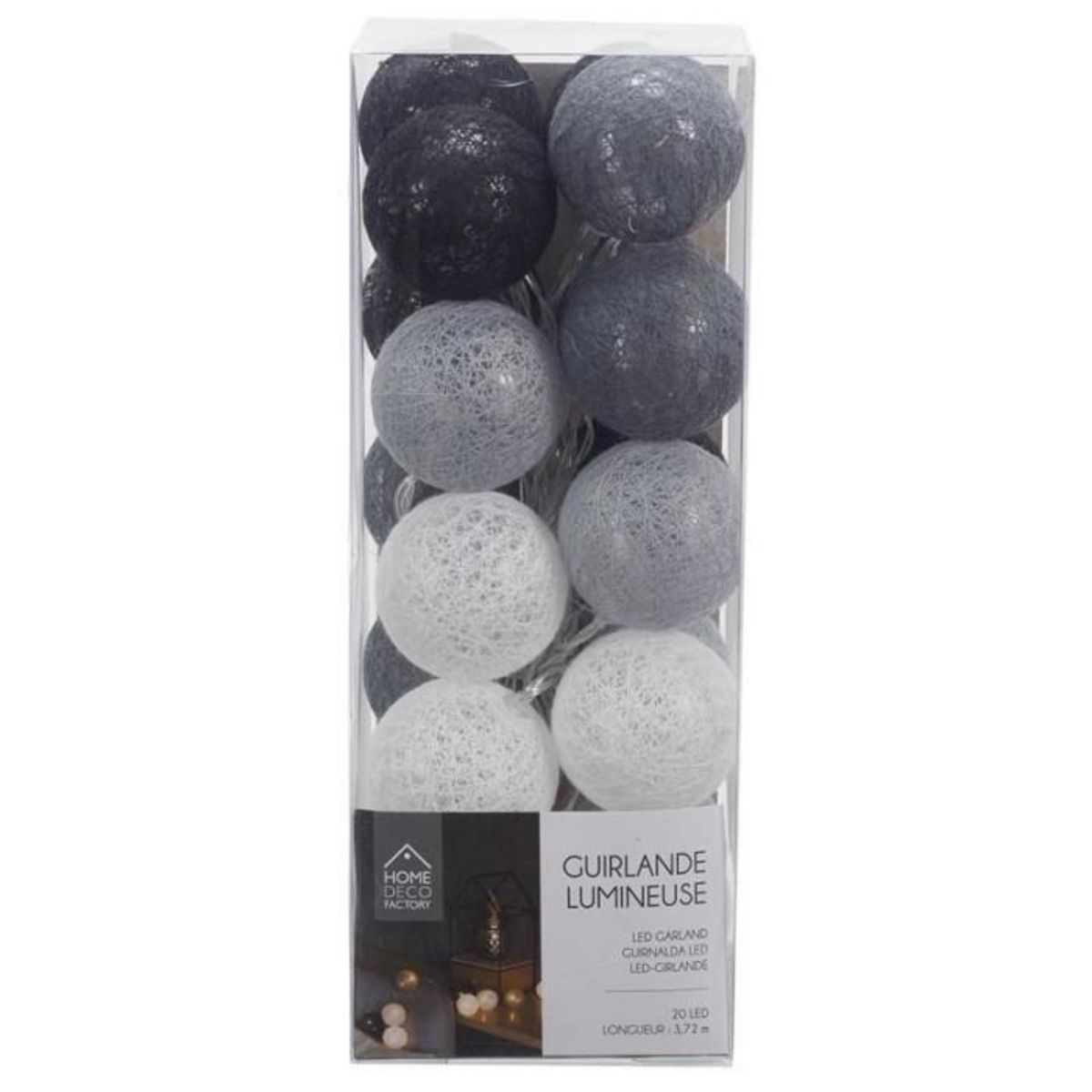 Paris Prix Guirlande Lumineuse à Led  20 Boules  345cm Gris