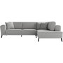 Voir la diapositive 1 : LOUNGITUDE Canapé d'angle droit convertible IMPERIAL 5 places - Tissu gris clair - 2 coffres de rangement - L304 x P212 x H86 cm