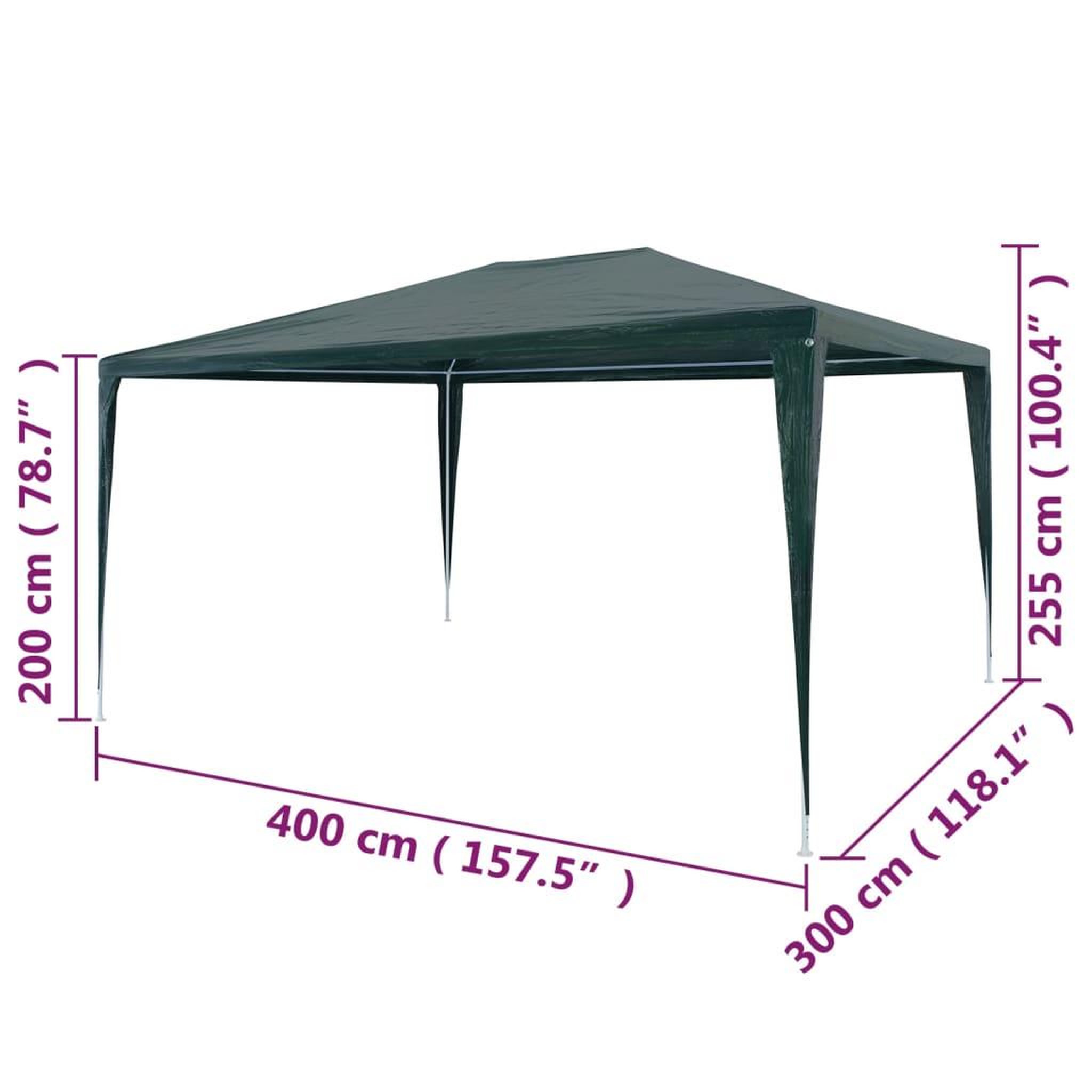 Voir la diapositive 6 : VIDAXL Tente de reception 3x4 m PE Vert