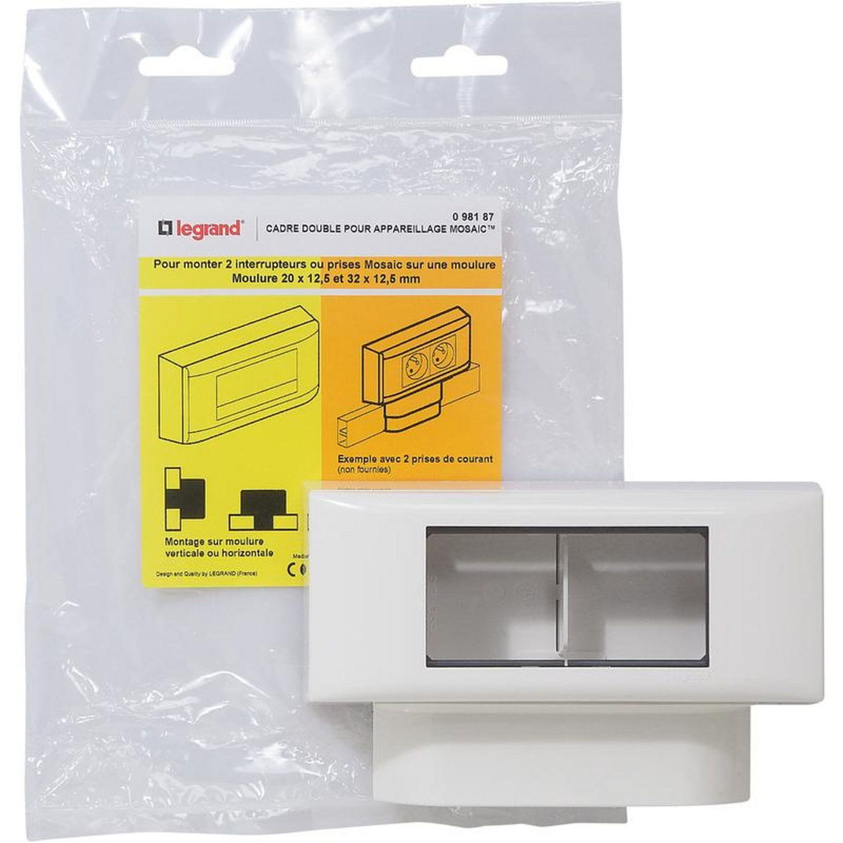 Legrand DLP cadre 2 poste mosaic épaisseur 12.5mm