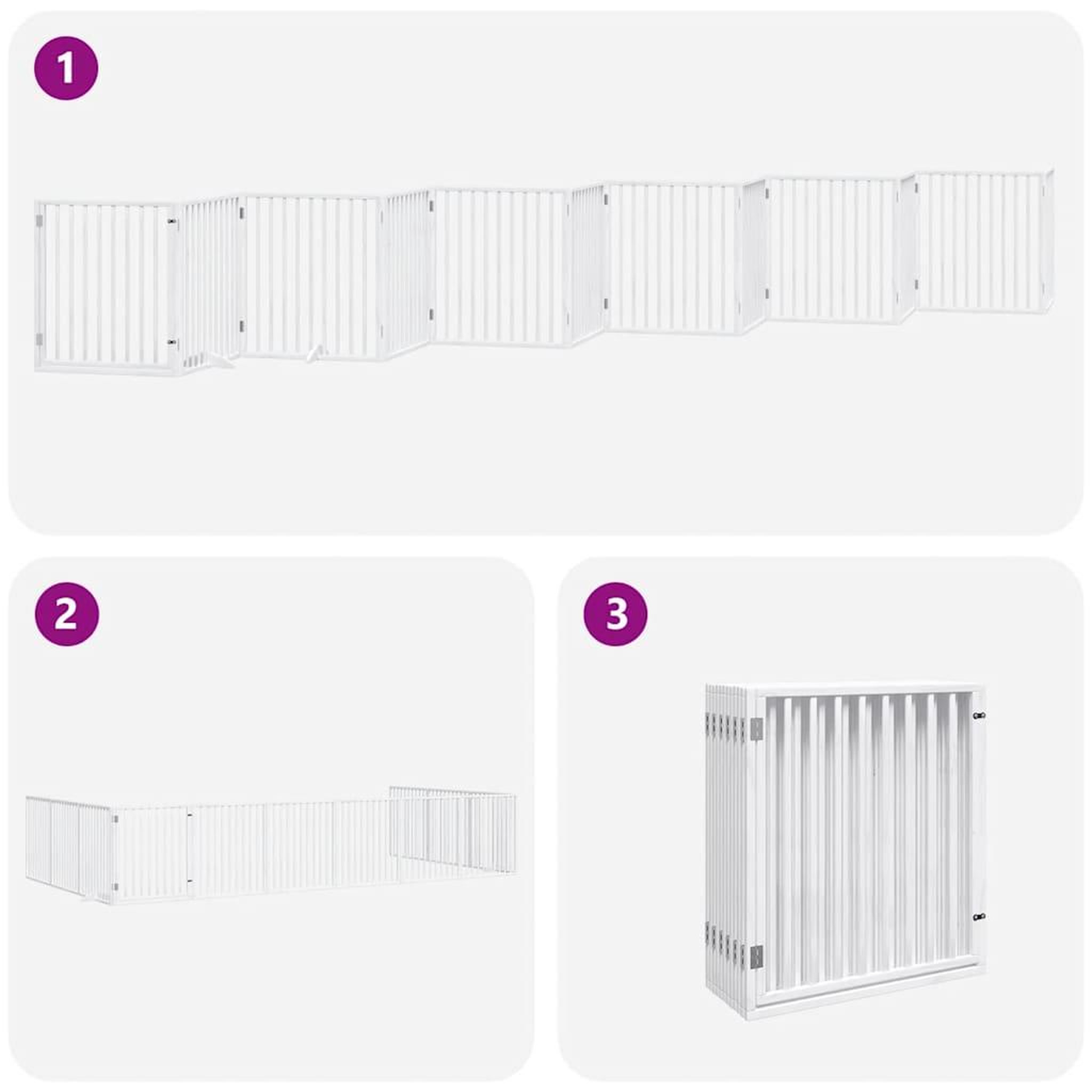 Voir la diapositive 5 : VIDAXL Barriere pour chien porte pliable 12 panneaux bois de peuplier