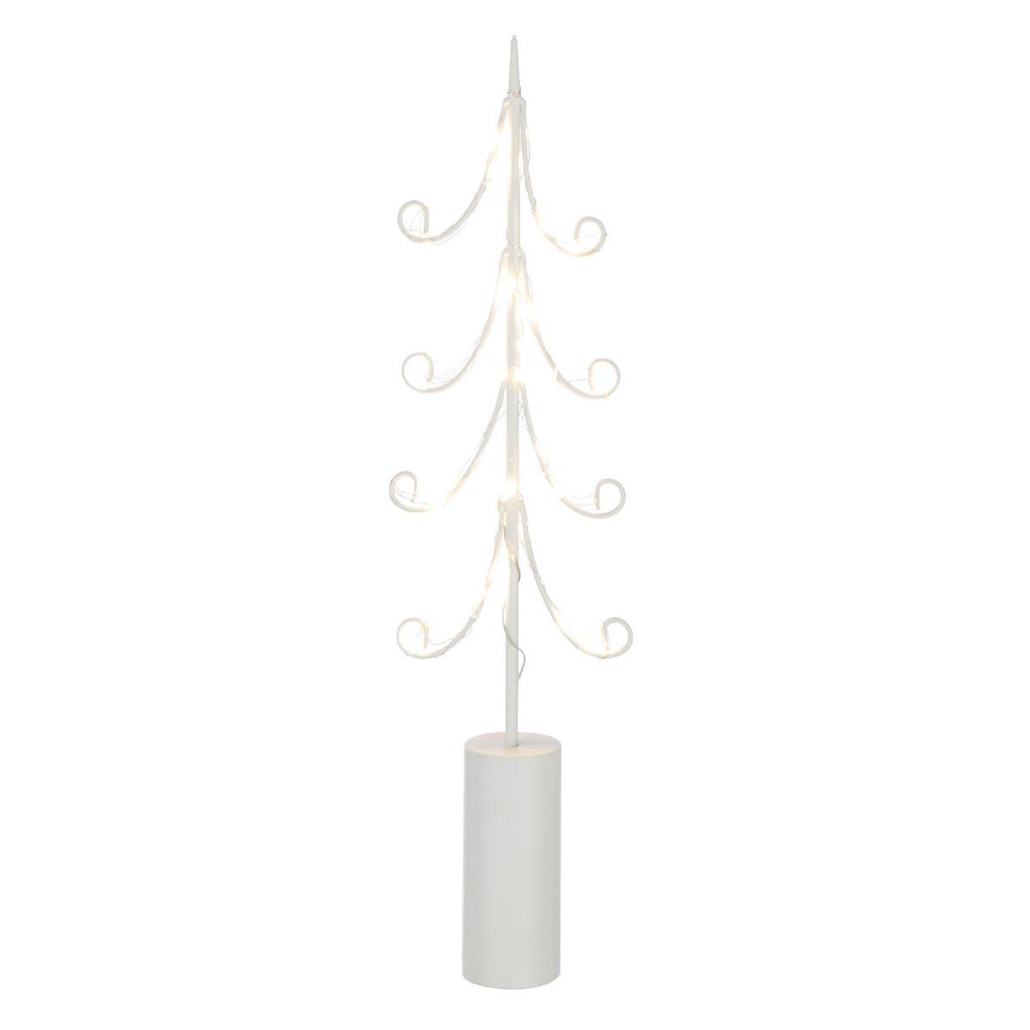 J-LINE Sapin à led en métal  cylindre  59cm blanc