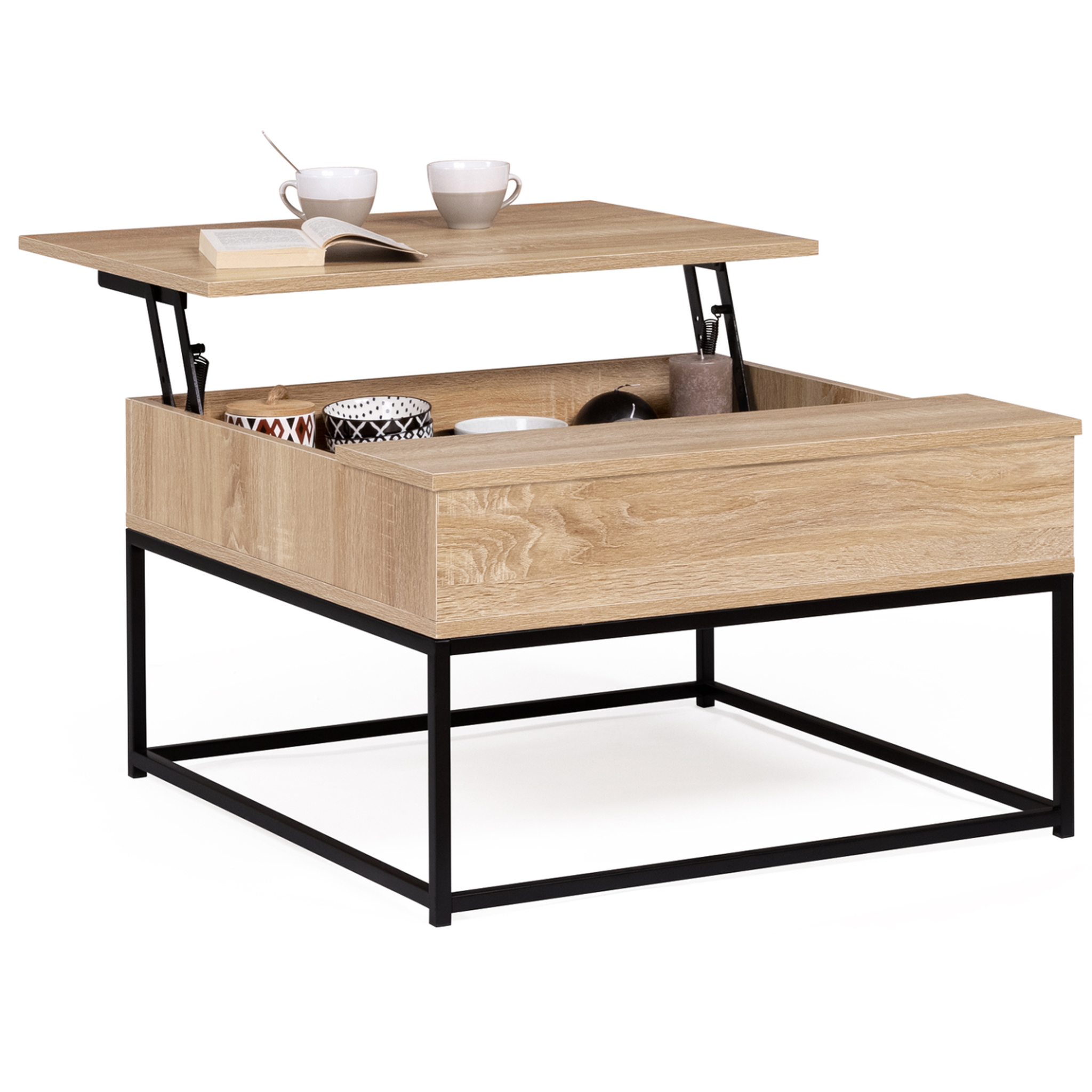 ID MARKET Table basse plateau relevable carrée detroit design industriel