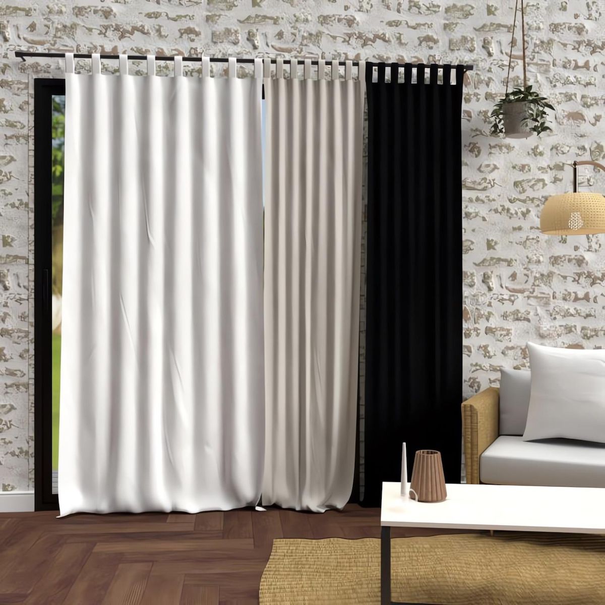 SOLEIL D'OCRE Rideau à pattes en microfibre lavée 135x250 cm BOHEME, par Soleil d'Ocre