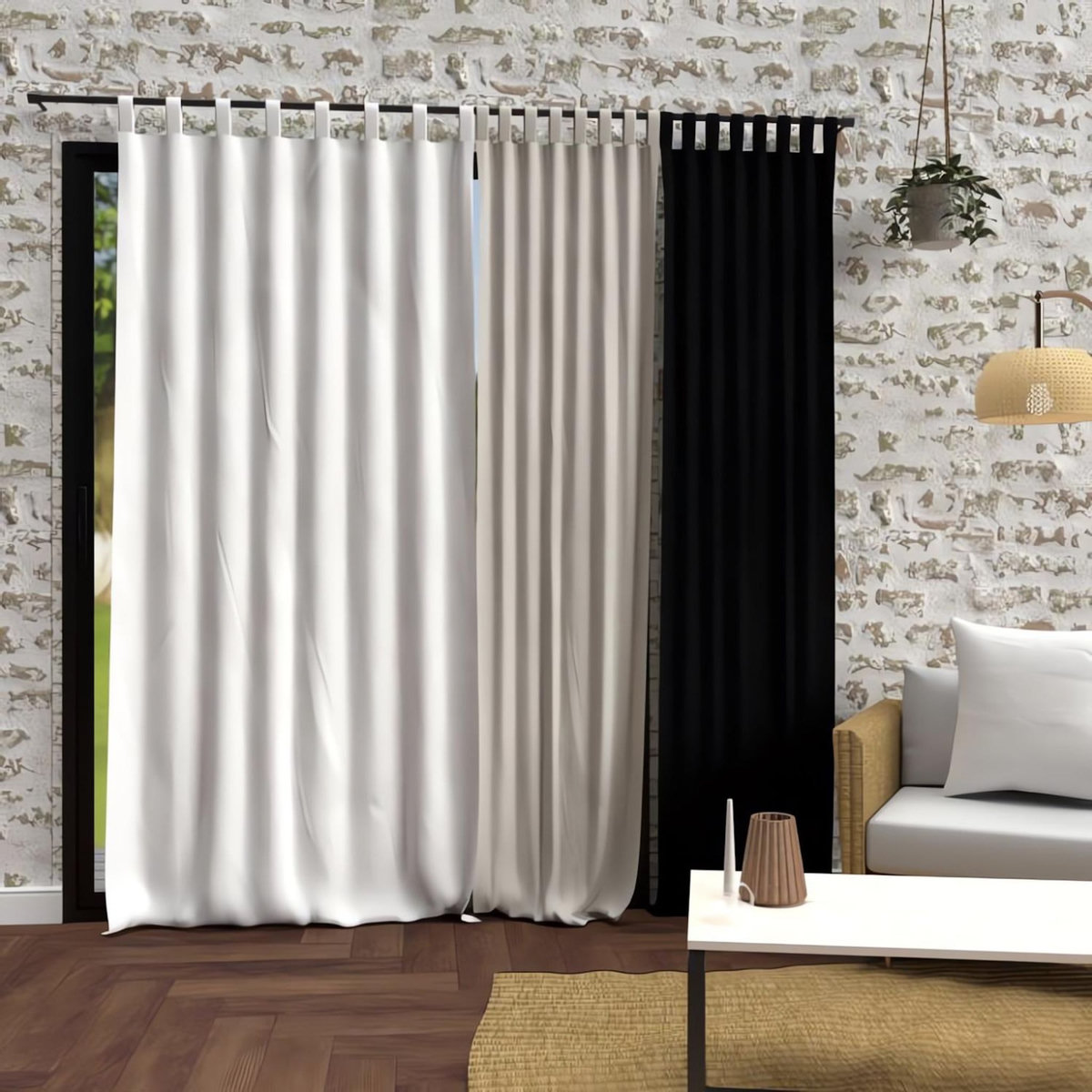 SOLEIL D'OCRE Rideau à pattes en microfibre lavée 135x250 cm BOHEME, par Soleil d'Ocre