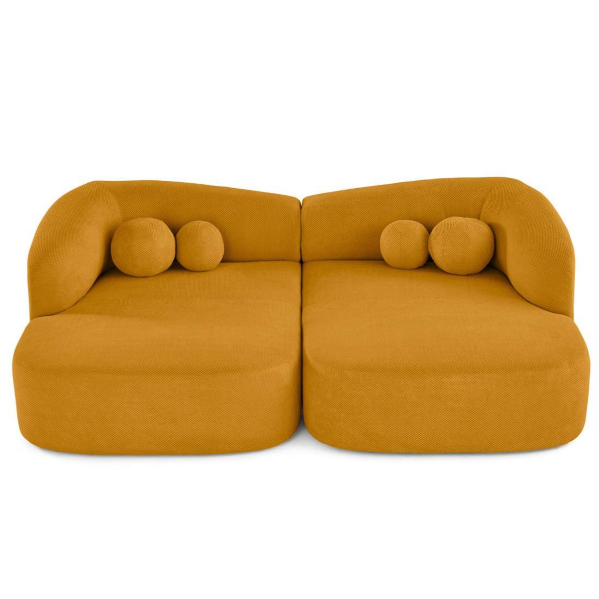 LISA DESIGN Charles - canapé droit 4 places avec double méridienne - assise profonde - en velours texturé