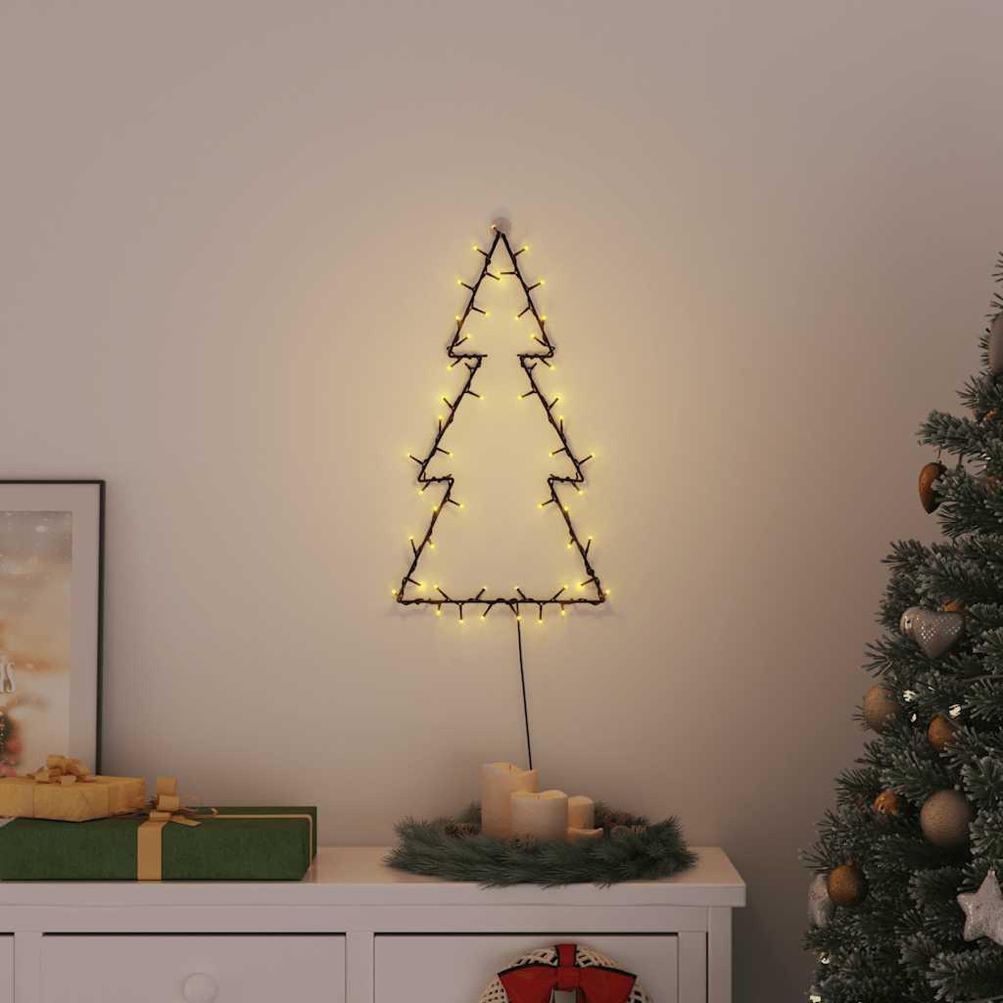Voir la diapositive 2 : VIDAXL Lumieres de Noël silhouette d'arbre de Noël 80 LED blanc chaud