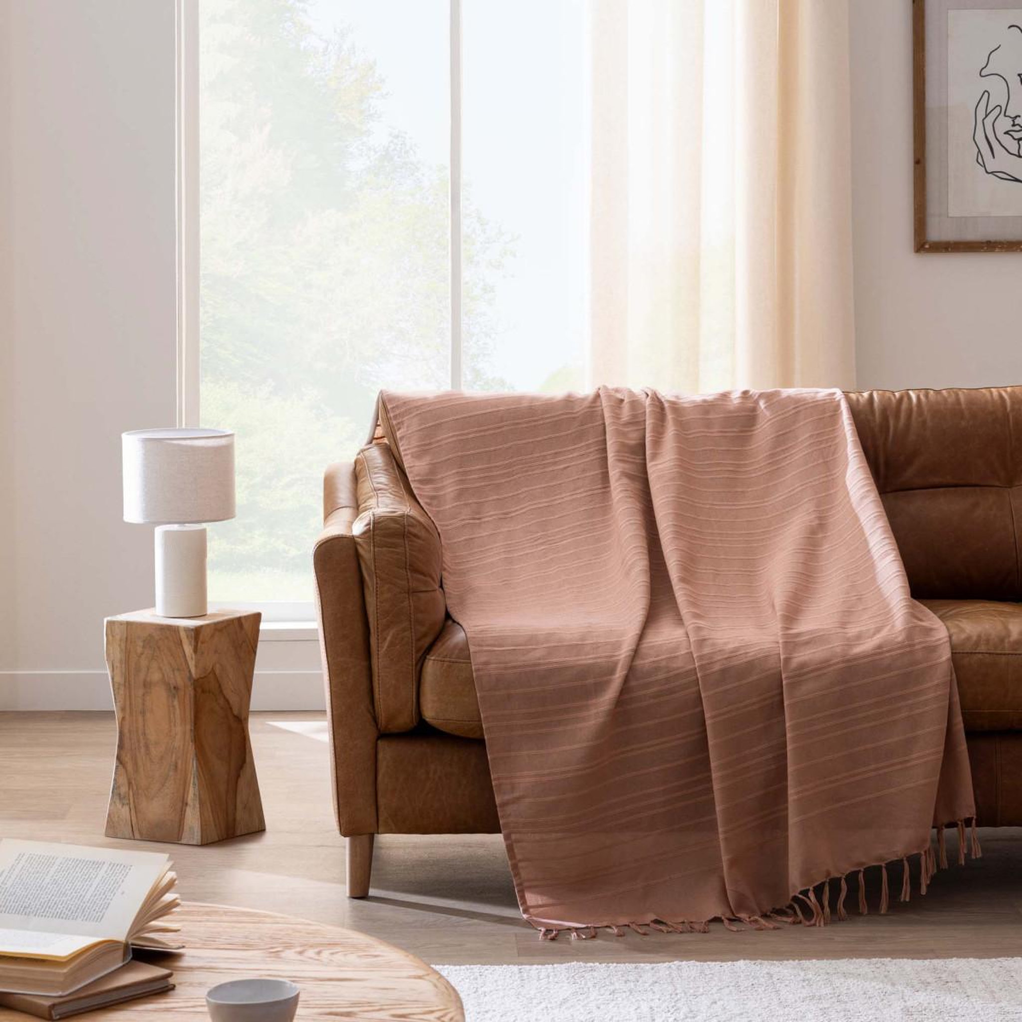 Voir la diapositive 4 : Douceur d'Intérieur Plaid à franges  lilia  180x220cm mocha