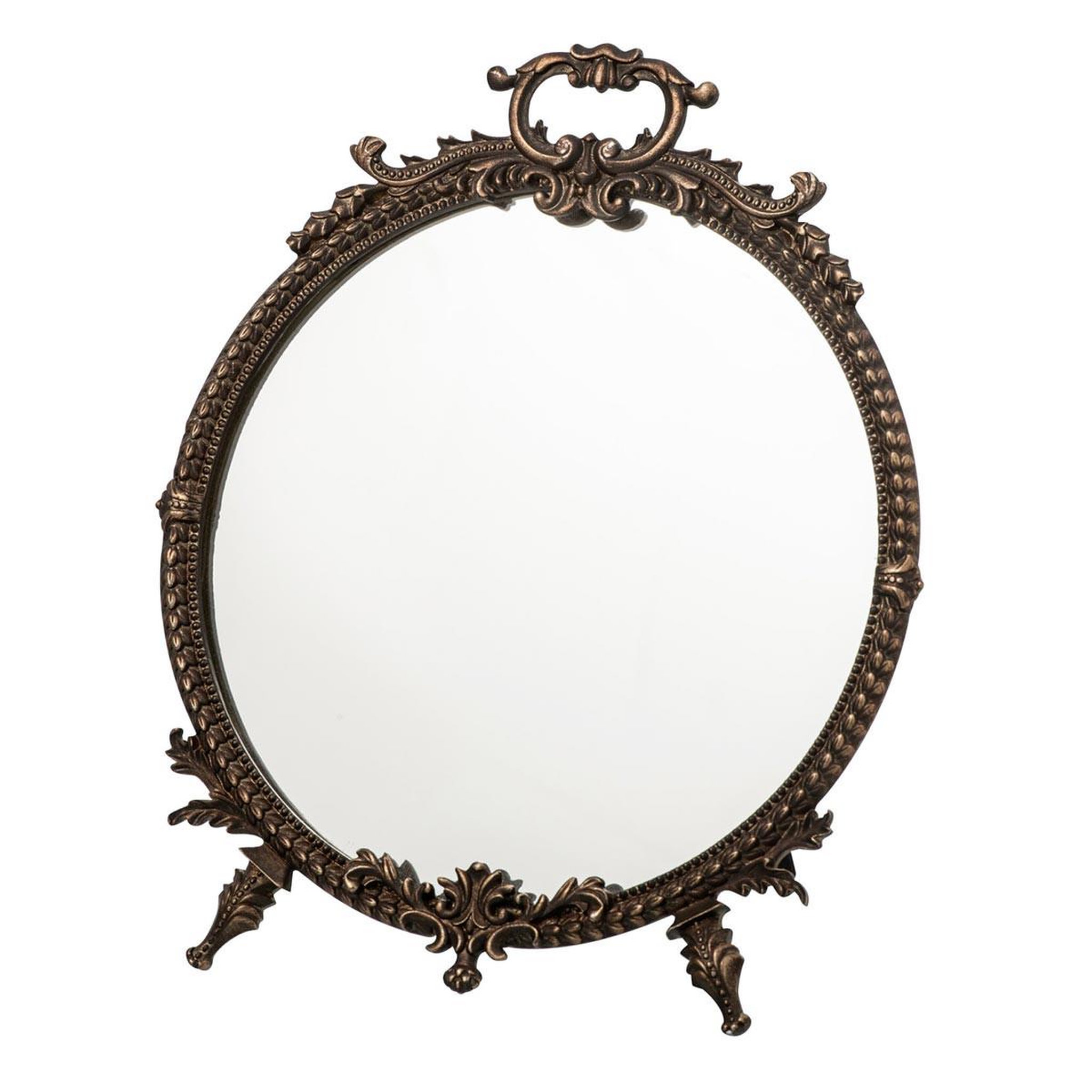 J-LINE Miroir sur pied baroque  tod  29cm bronze
