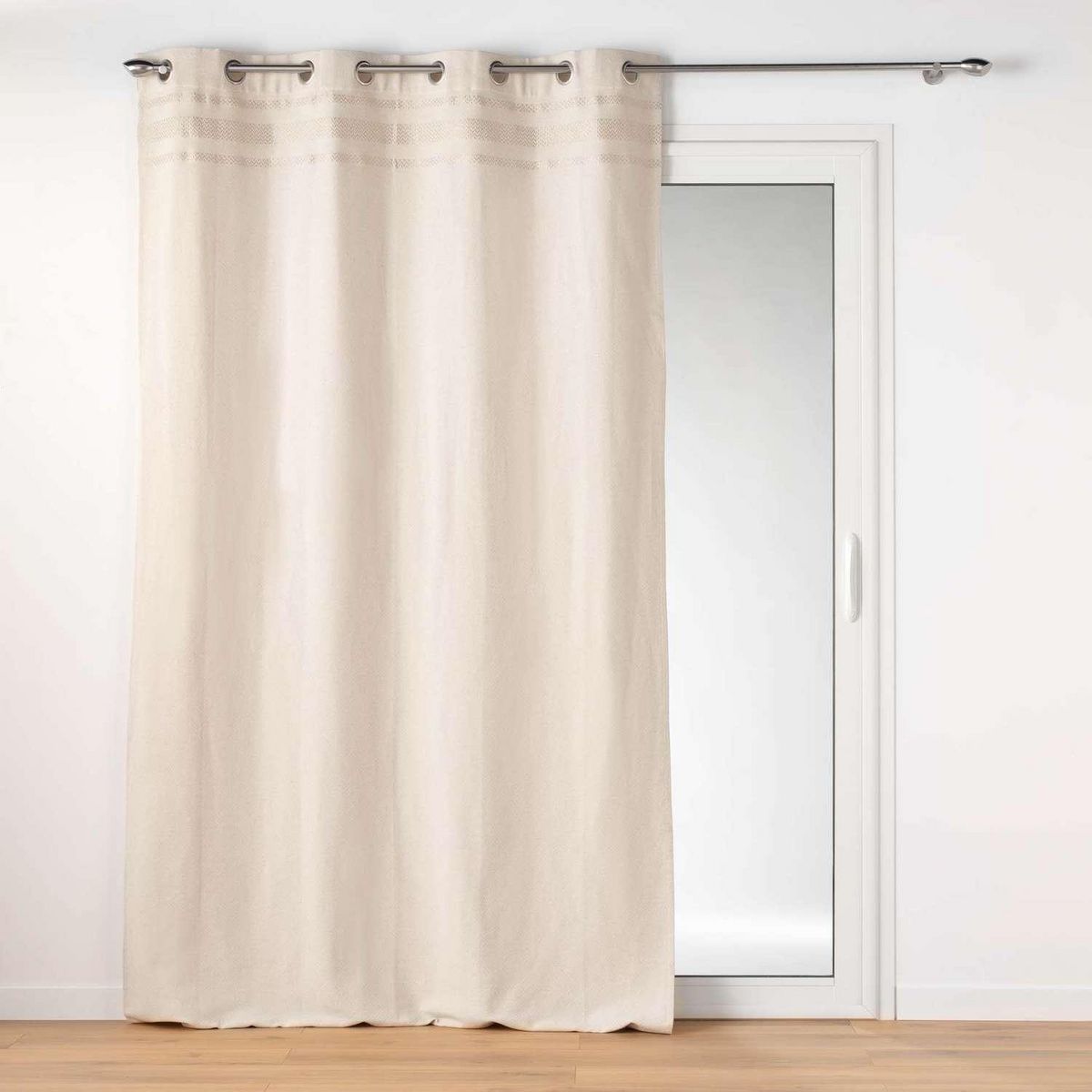 Douceur d'Intérieur Rideau à œillets ALTHA - Coton jacquard et top fils métallisés - 140 x 240 cm - Ecru