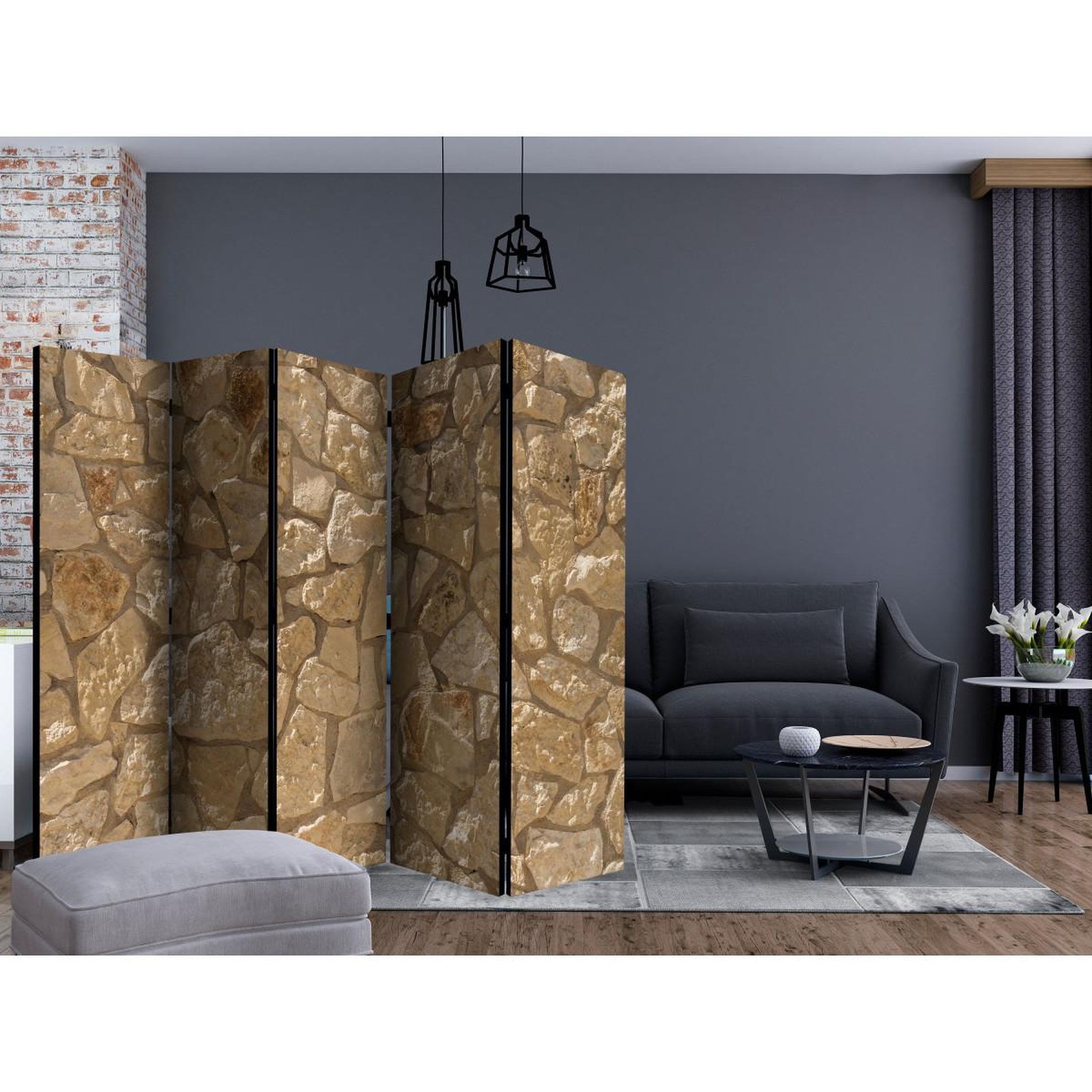 Voir la diapositive 2 : Paris Prix Paravent 5 volets  solar monolith  172x225cm