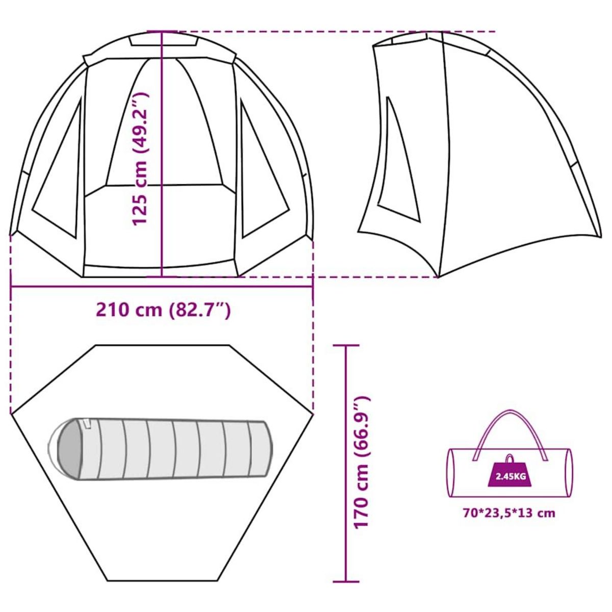 VIDAXL Tente de peche camouflage impermeable